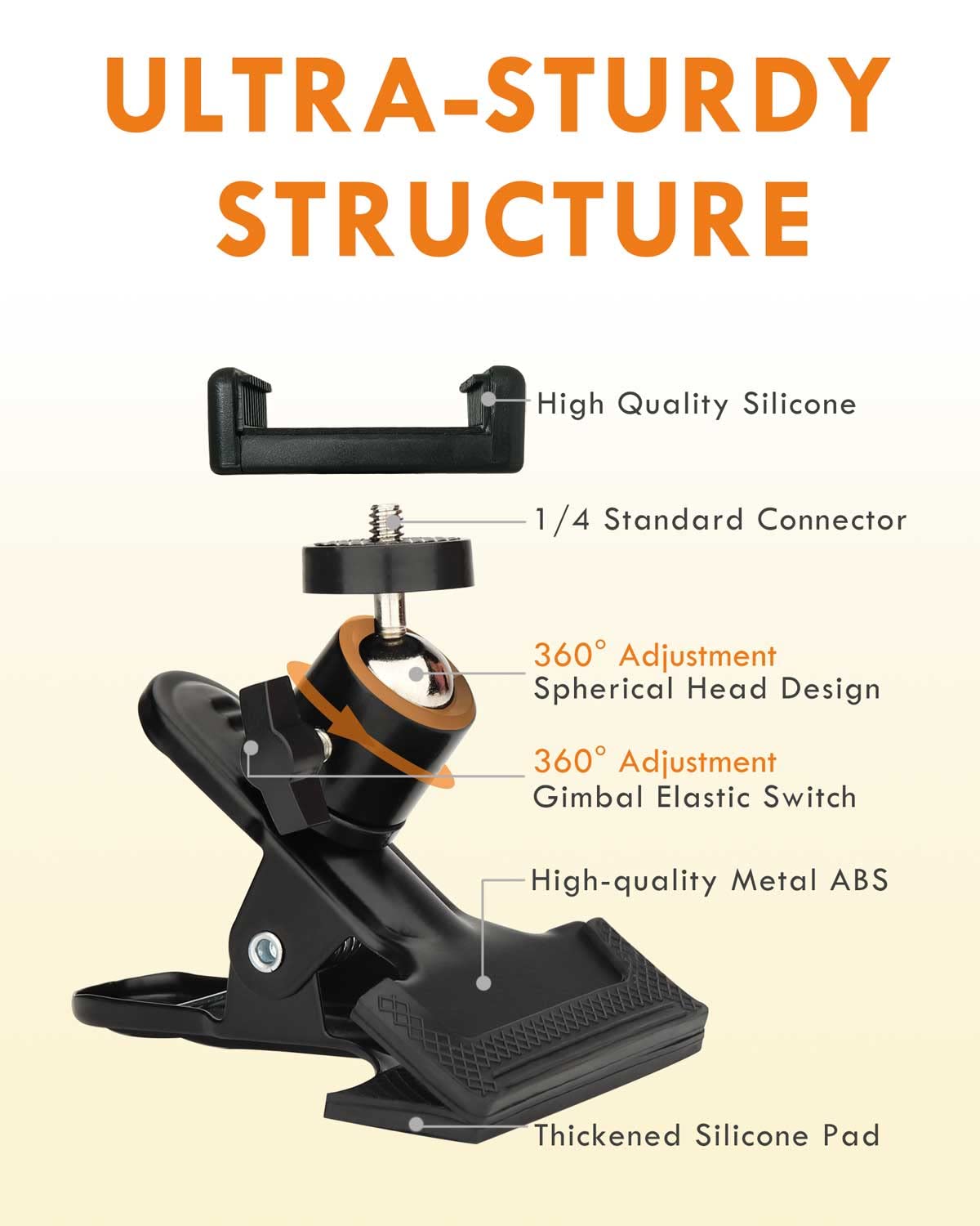 Lms Guitar Head Phone Holder Cell Phone Stand Clamp Phone Mount With 1/4 Ball Head Adapter Universal Guitar Head Clip For Bass U