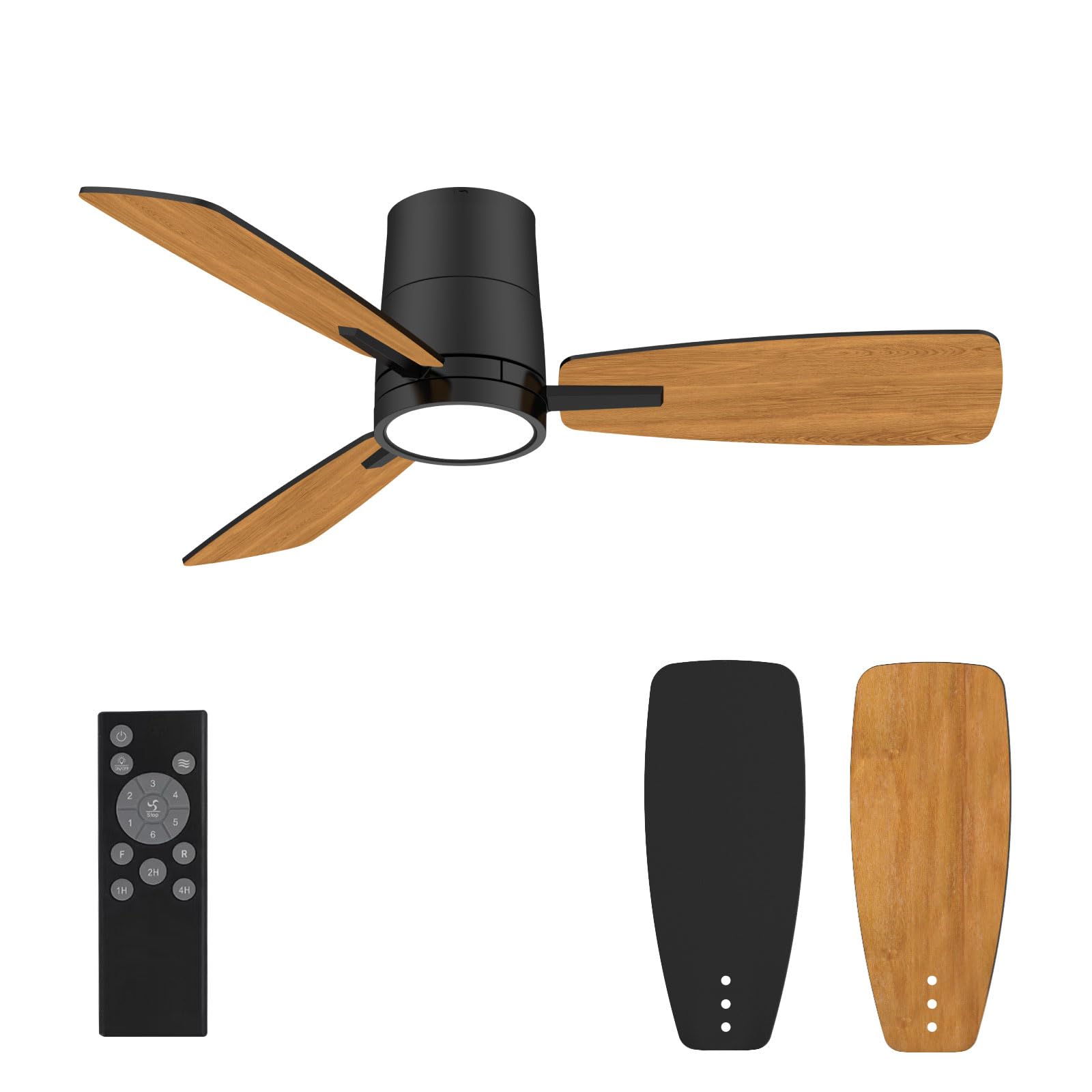 Atolit Ceiling Fans with Lights,42 inch,Quiet Reversible Motor,Easy to Install,6 Speeds,3CCT,Timer, Black Modern Ceiling Fan for