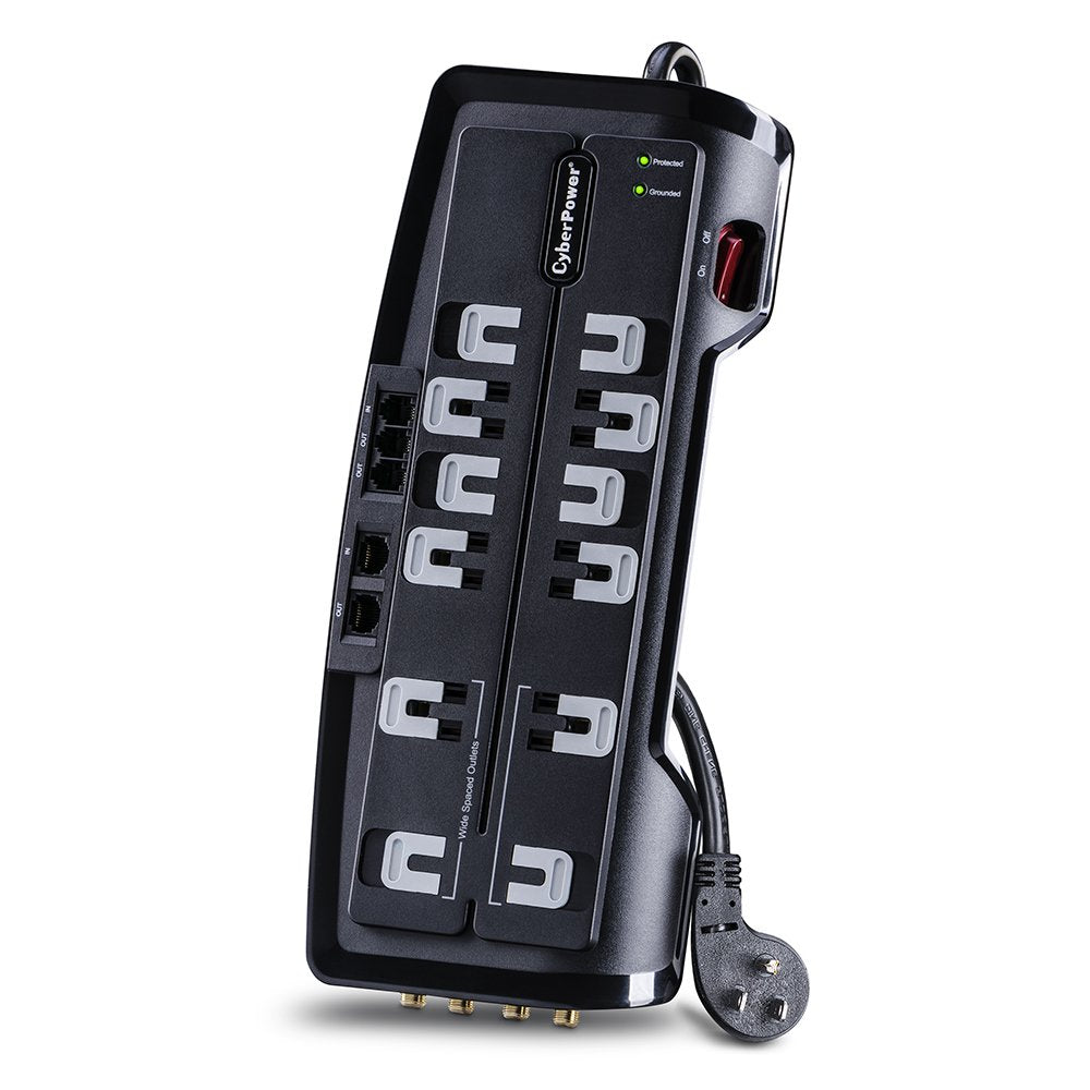 Cyberpower Csht1208Tnc2 Home Theater Surge Protector 3150J/125V, 12 Outlets, 8Ft Power Cord Black