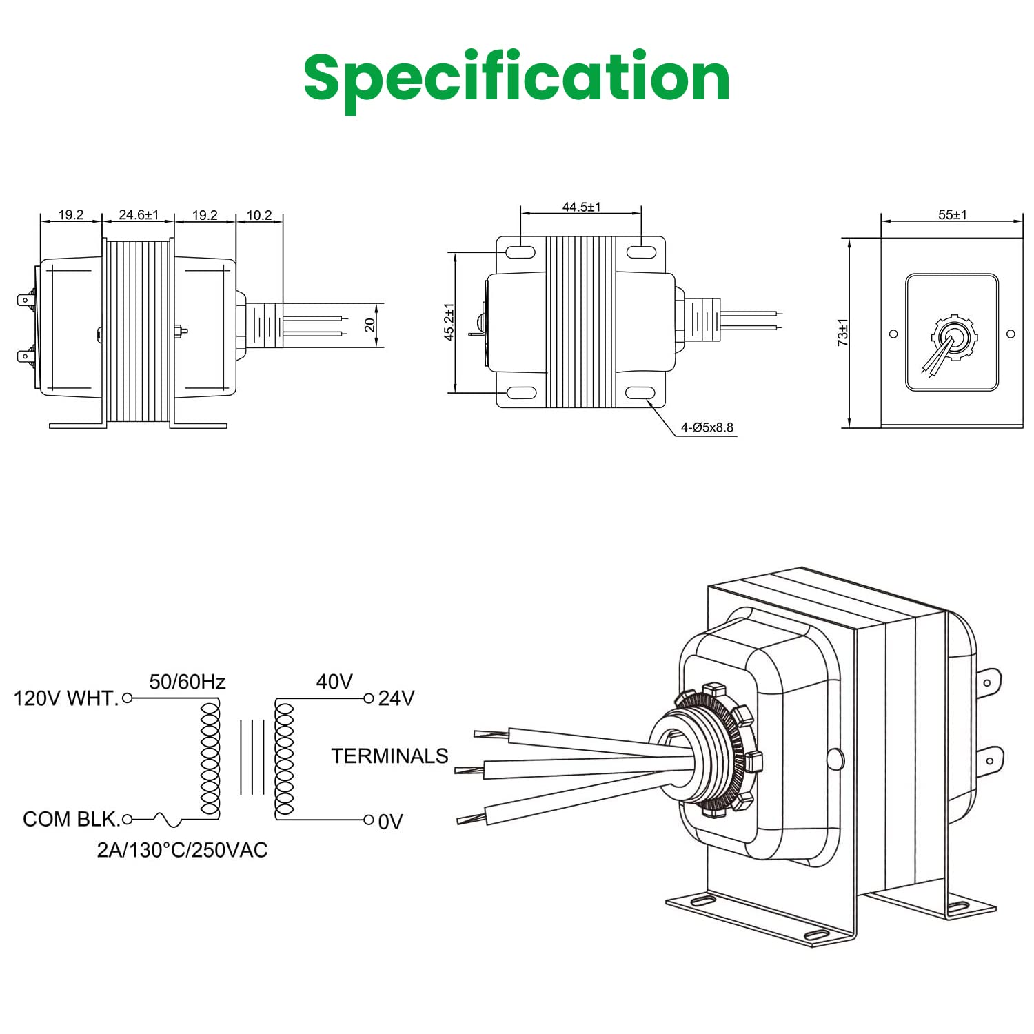 Auspow Doorbell Transformer 24V 40Va For Ring Video Doorbells, Hardwired Door Chime Transformer Power Supply, Compatible With Ri