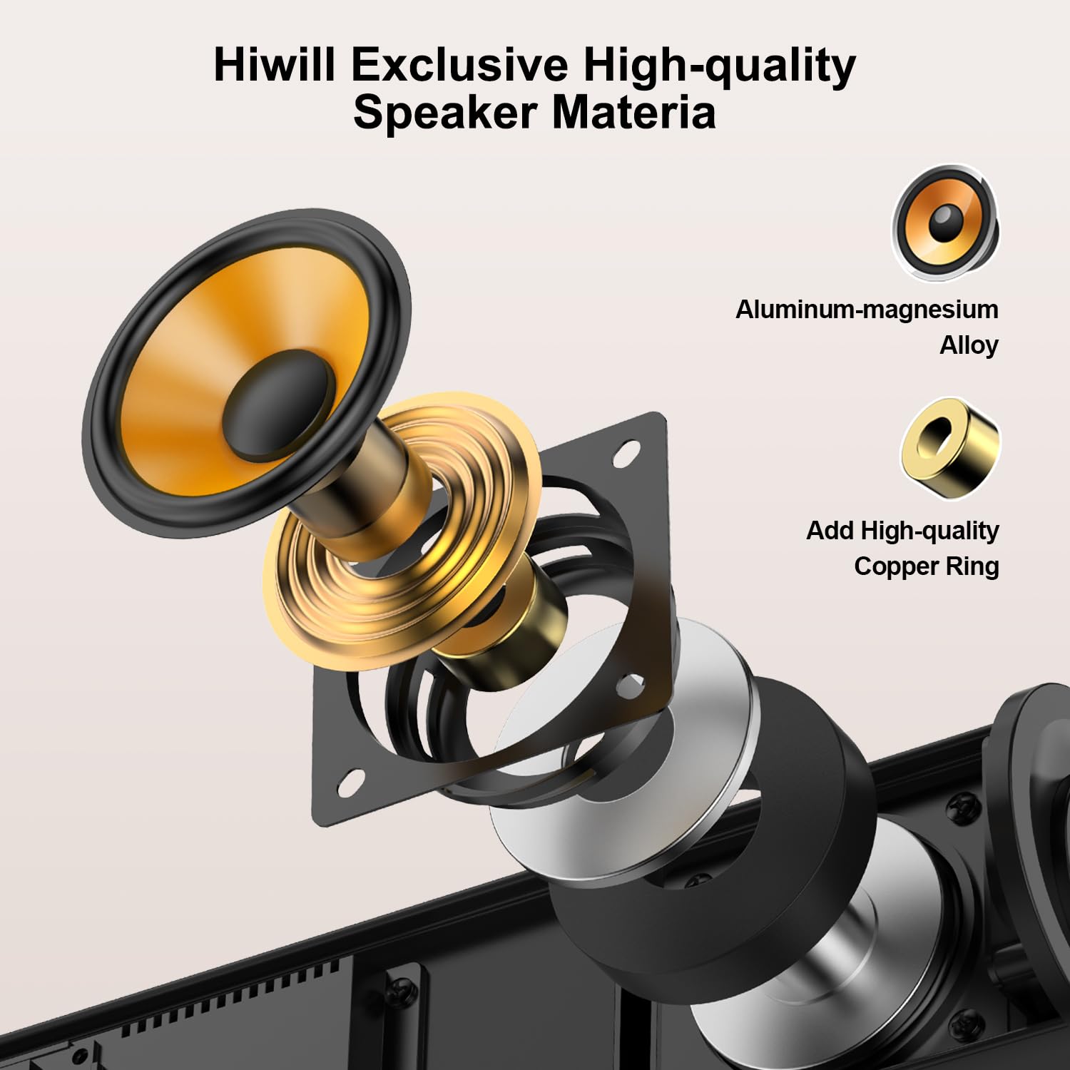 Hiwill Dolby Atmos Sound Bar For Smart Tv, 200W Peak Power, Home Theater Soundbar For Tv With Subwoofer, Adjustable Treble And B