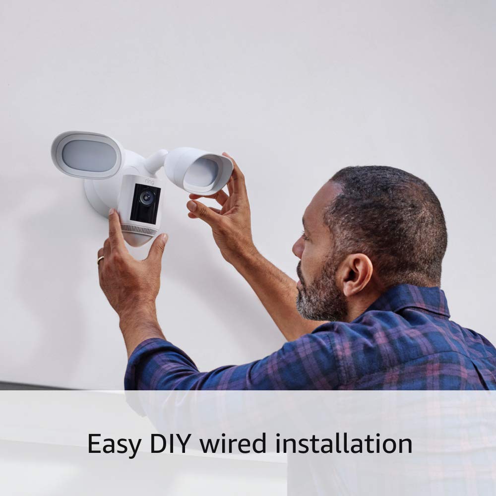 Ring Floodlight Cam Wired Pro With Bird�S Eye View And 3D Motion Detection, White