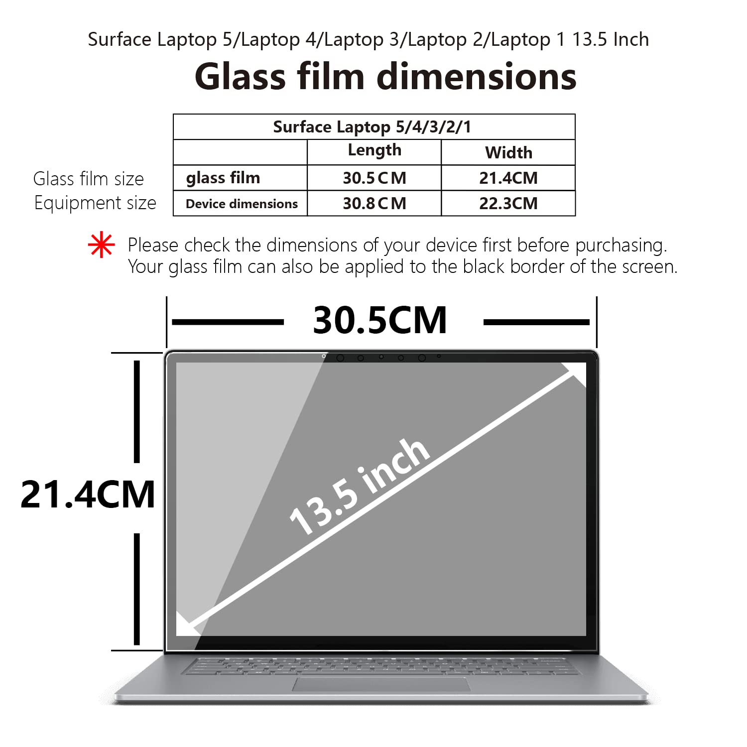 Megoo Surface Laptop 5 /Laptop 4 Screen Protector, Tempered Glass, Easy Installation Ultra Clear Anti Scratch, Friendly Touching