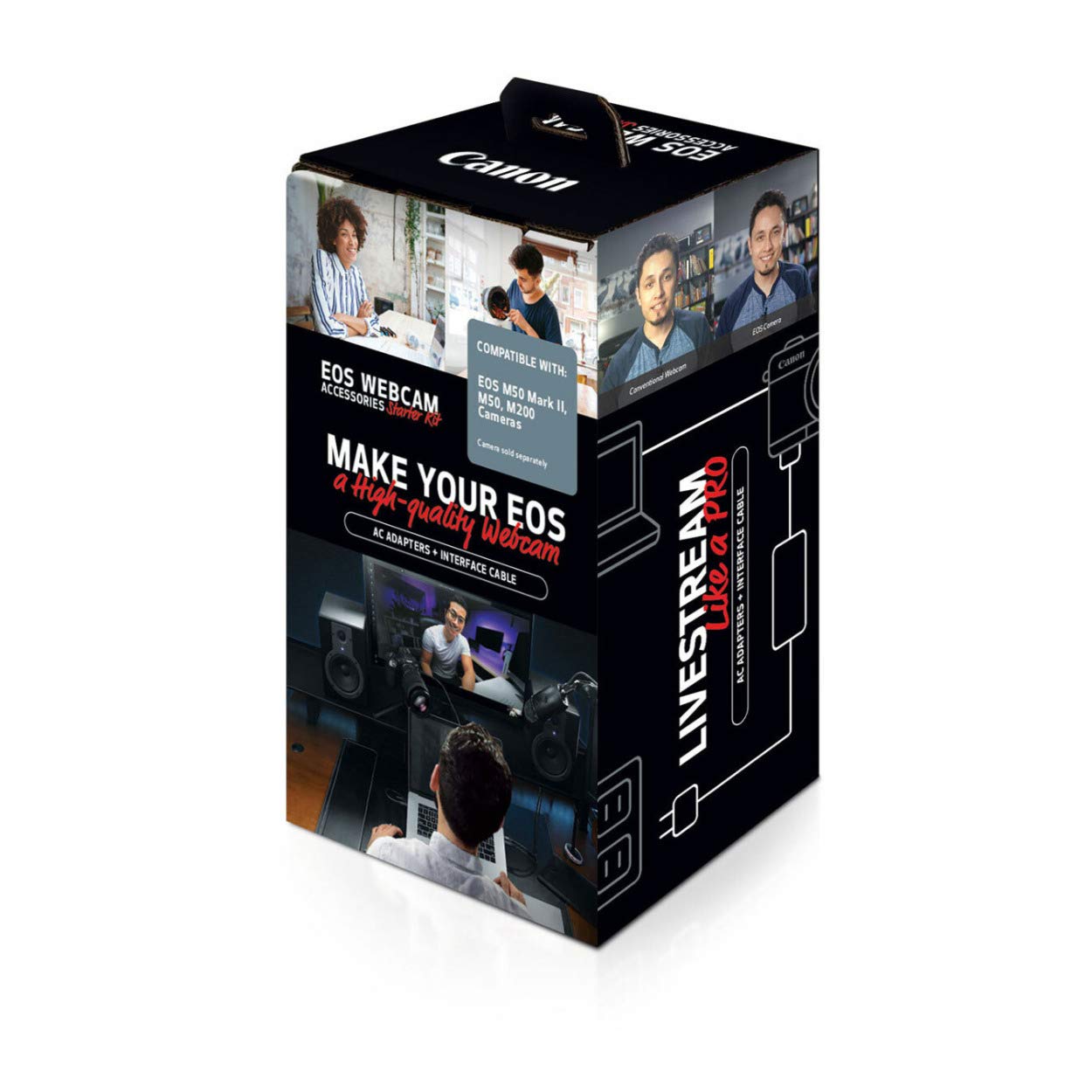 Canon EOS Webcam Accessory Starter Kit, for Select EOS M Series Cameras, Power Adapter CA PS700, DC Coupler DR E12, USB Cable IFC 600PCU, High Performance Live Streaming, Teaching & Content Creators