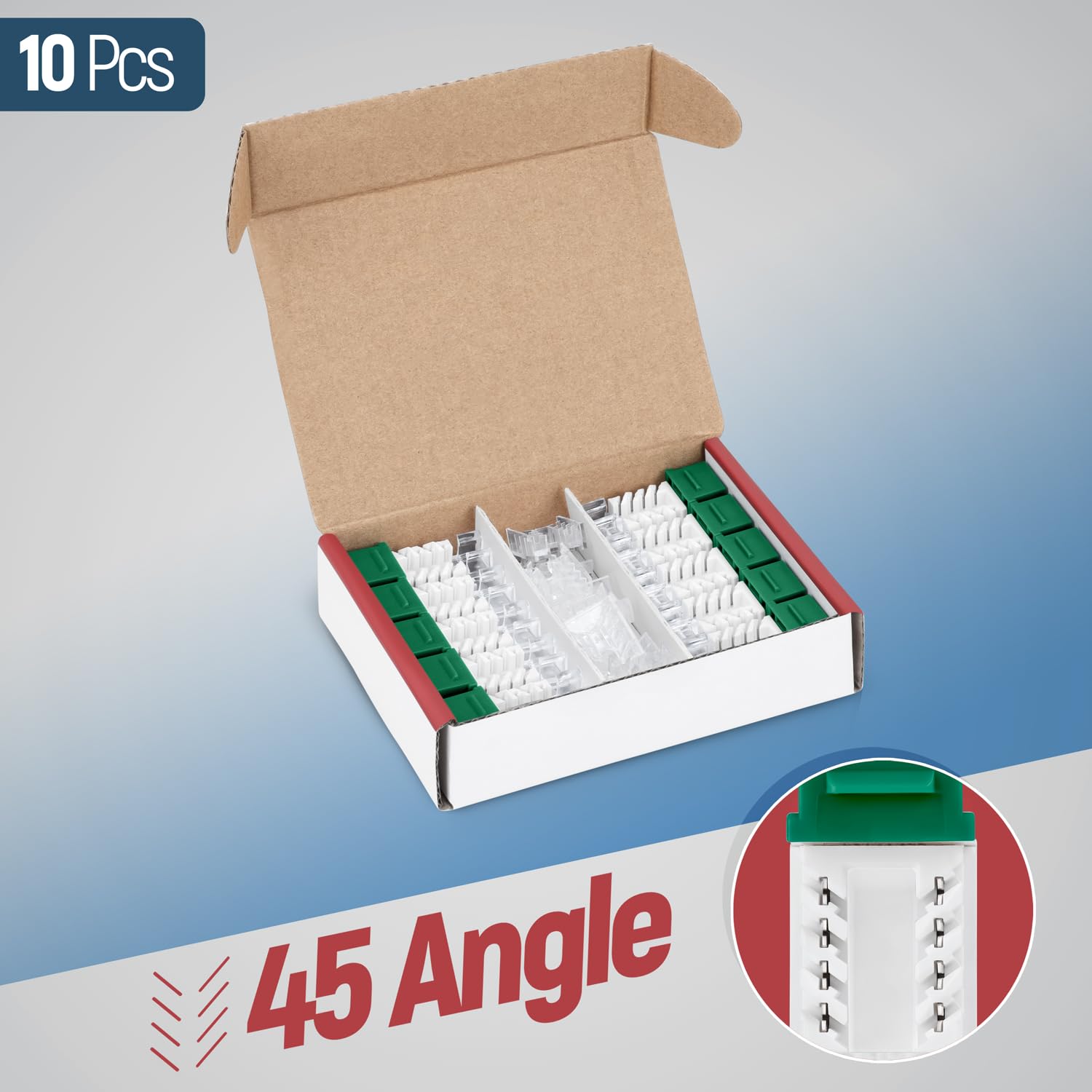 Everest Media Solutions 45 Angled Cat6 Keystone Jack In Green   Slim Profile Rj45 Ethernet Connector   Compatible With 45 Angled