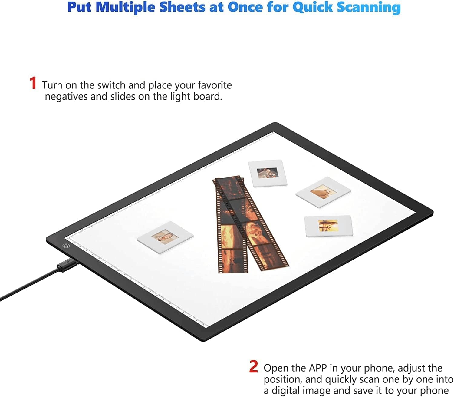 Eyesen Slide Viewer Light Box, Ultra Thin A4 Usb Powered Light Scanner For Photo Slide And Film Negative Scanning, Christmas Gif