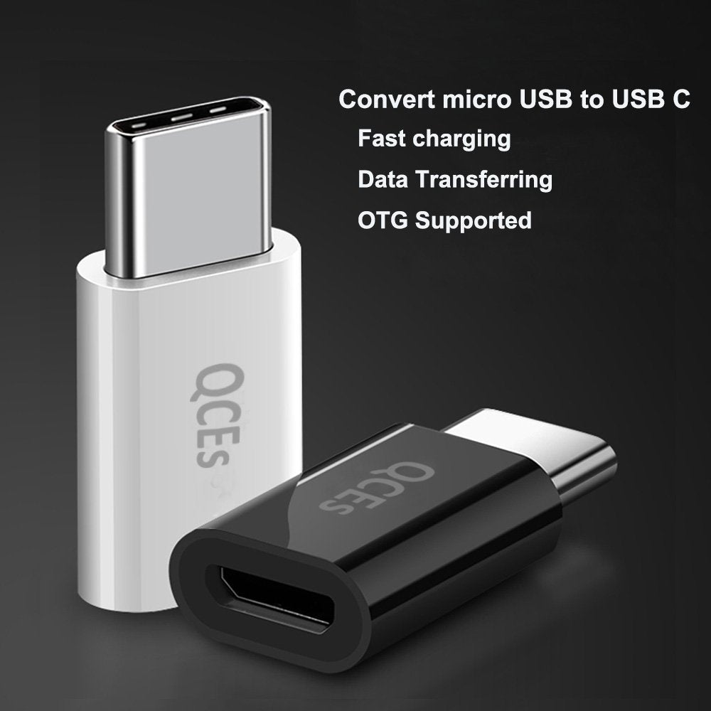 Qces Micro Usb To Usb C Adapter 4Pack, Micro Usb Female To Usb-C Male Otg Adapter Fast Charging Compatible With Iphone 15 Pro Pl