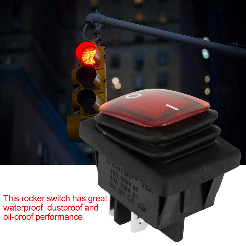 Red Green Light Dpst On Off Snap In Boat Rocker Switch 4 Pin 2 Position Waterproof Dustproof Red Green Lamp Rocker Switch 220V R