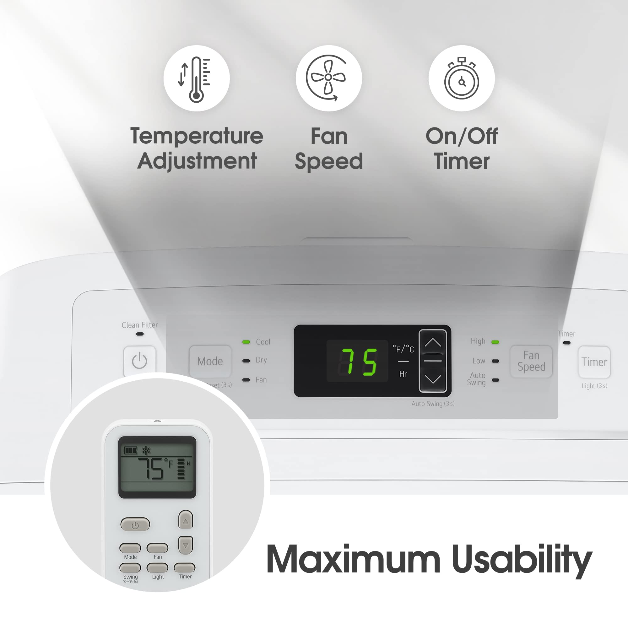 Lg 7000 Btu (Doe) / (10500 Ashrae) Portable Air Conditioners Cools 300 Sqft Easy Install & Remote Control Lcd Display Eco-Friend