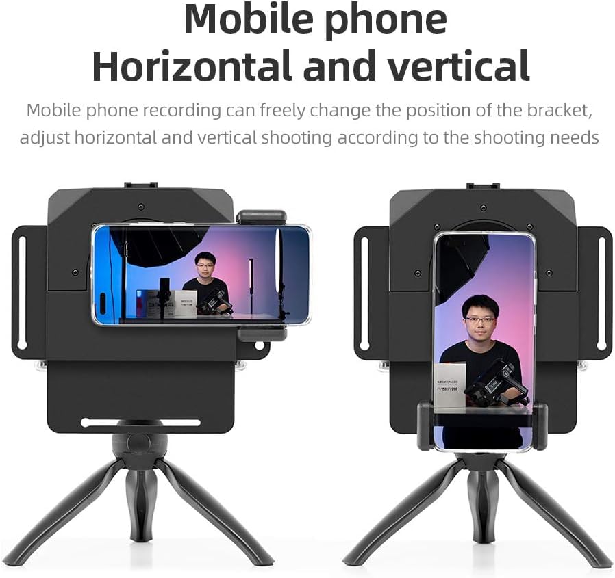 Ambitful Teleprompter 7.5'' With Tabletop Tripod For Smartphone And Dslr Camera, Adjustable Phone Clip & Camera Adapting Ring, F