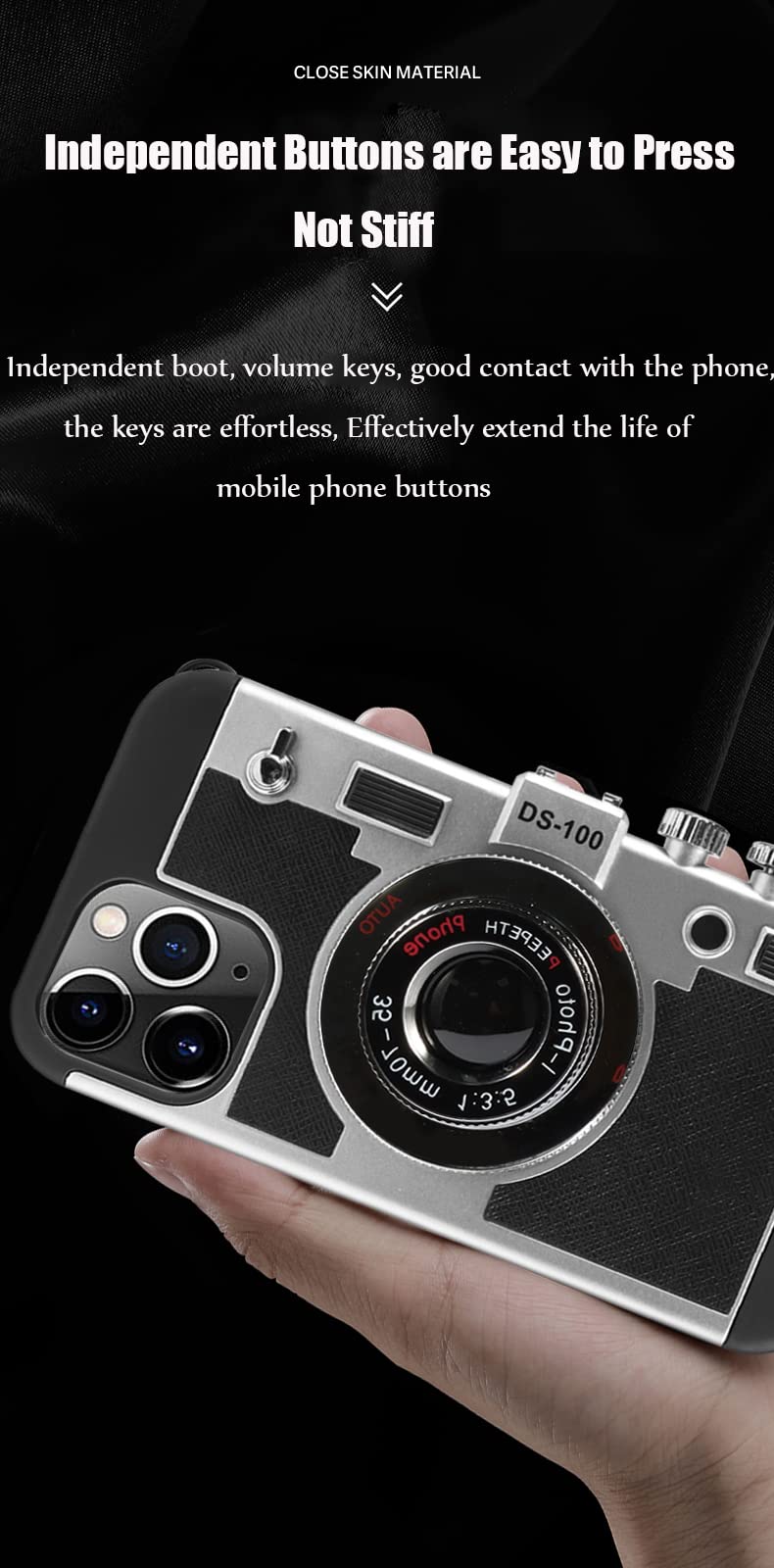 Yatchen Emily in Paris 3D Vintage Camera Phone Case for iPhone 11 Silicone PC Black