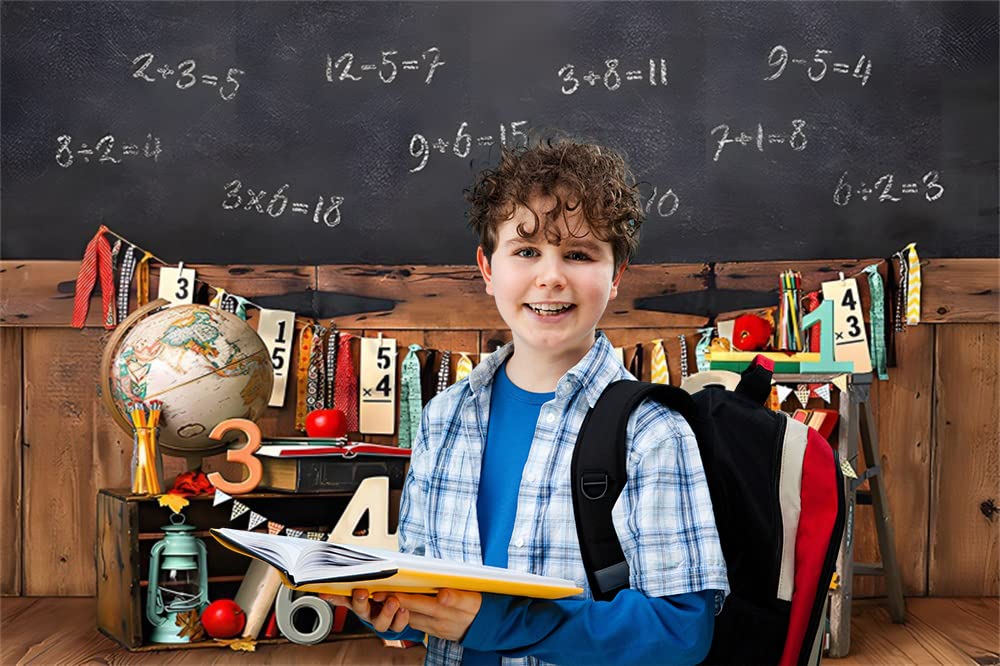 8X6Ft Back To School Backdrop For Photography Vintage Classroom Math Problem On Blackboard Background Classmate Teachers Student