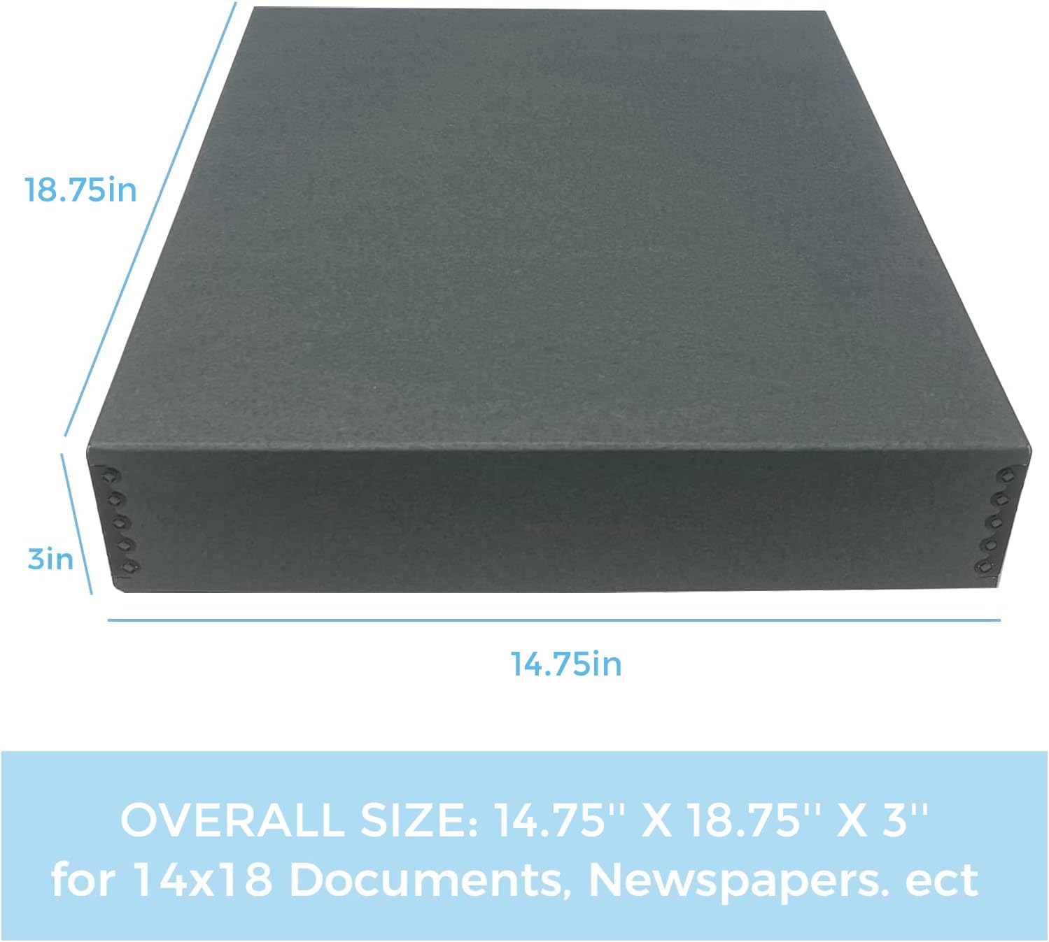 Lineco, Gray 14X18 Museum Storage Box With Removable Lid And Drop Front Design. Archival With Metal Edge. Preserve Longevity, Store Photos, Documents, Cards, Magazines, Prints, Diy, Pack Of 2