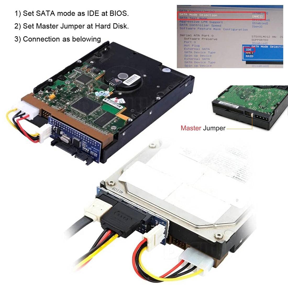 Chenyang Ide/Pata 40Pin Disk To Sata Female Adapter Pcba Converter For Desktop & 3.5'' Hard Disk Drive