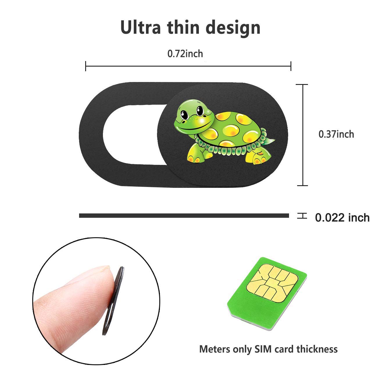 Emoonland 3 Pack Laptop Web Camera Cover Ultra Thin (0.027In) Webcam Cover Slide Turtle Printed For Laptop,Desktop,Pc,Macboook,I