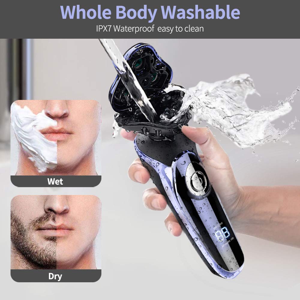 Electric Razor For Men, 4 In 1 Rotary Men Shaver Beard Trimmer, Electric Shaver Waterproof Usb Fast Charging, Cordless Beard, No