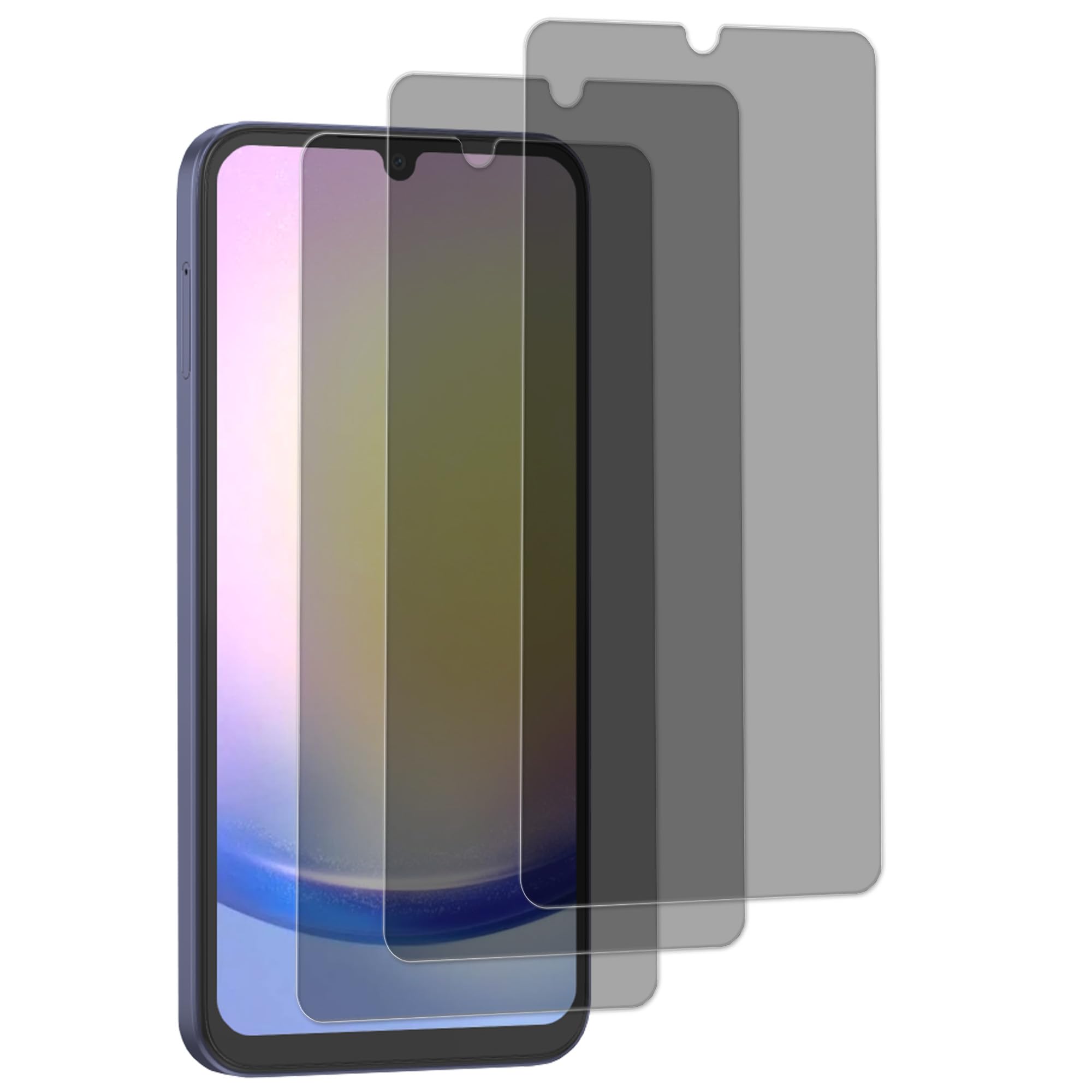 Hkkais 3Pack Privacy Screen Protector For Samsung Galaxy A25 5G Anti Spy Private Tempered Glass Film