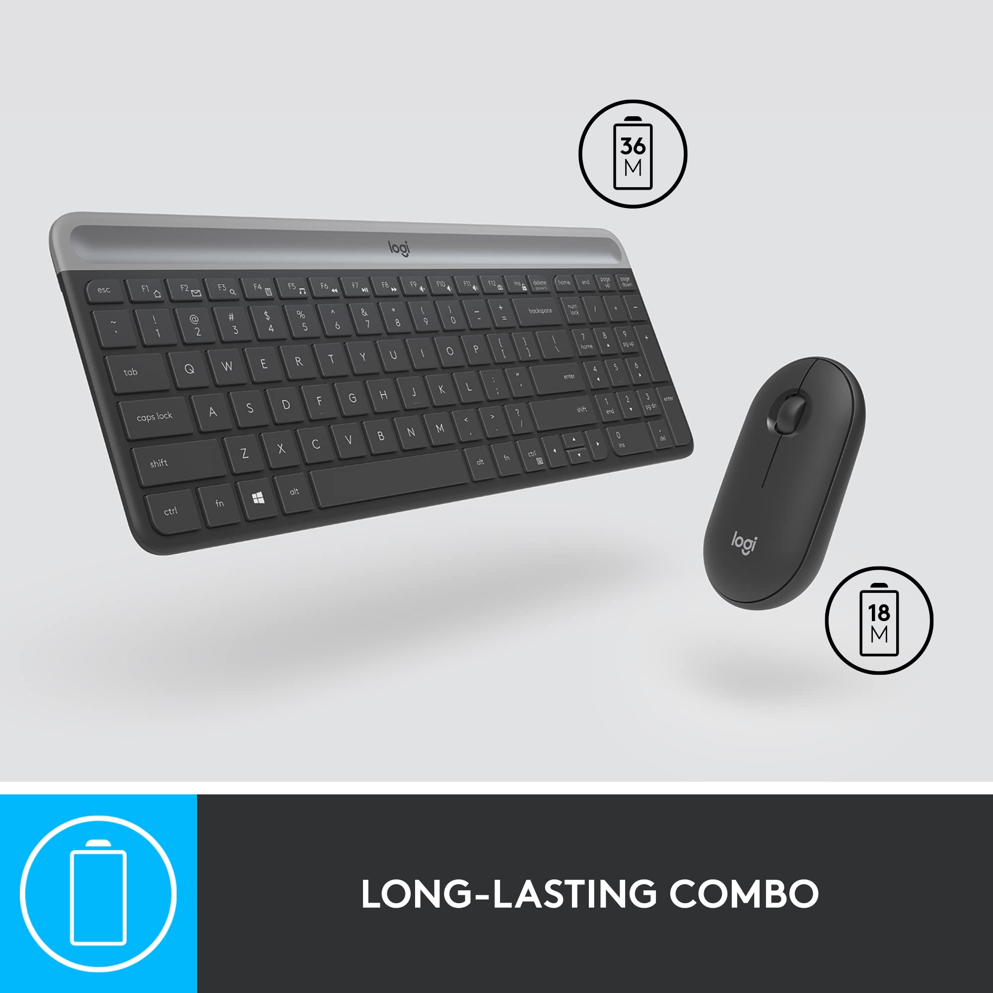 Logitech Mk470 Slim Wireless Keyboard And Mouse Combo   Low Profile Compact Layout, Ultra Quiet Operation, 2.4 Ghz Usb Receiver