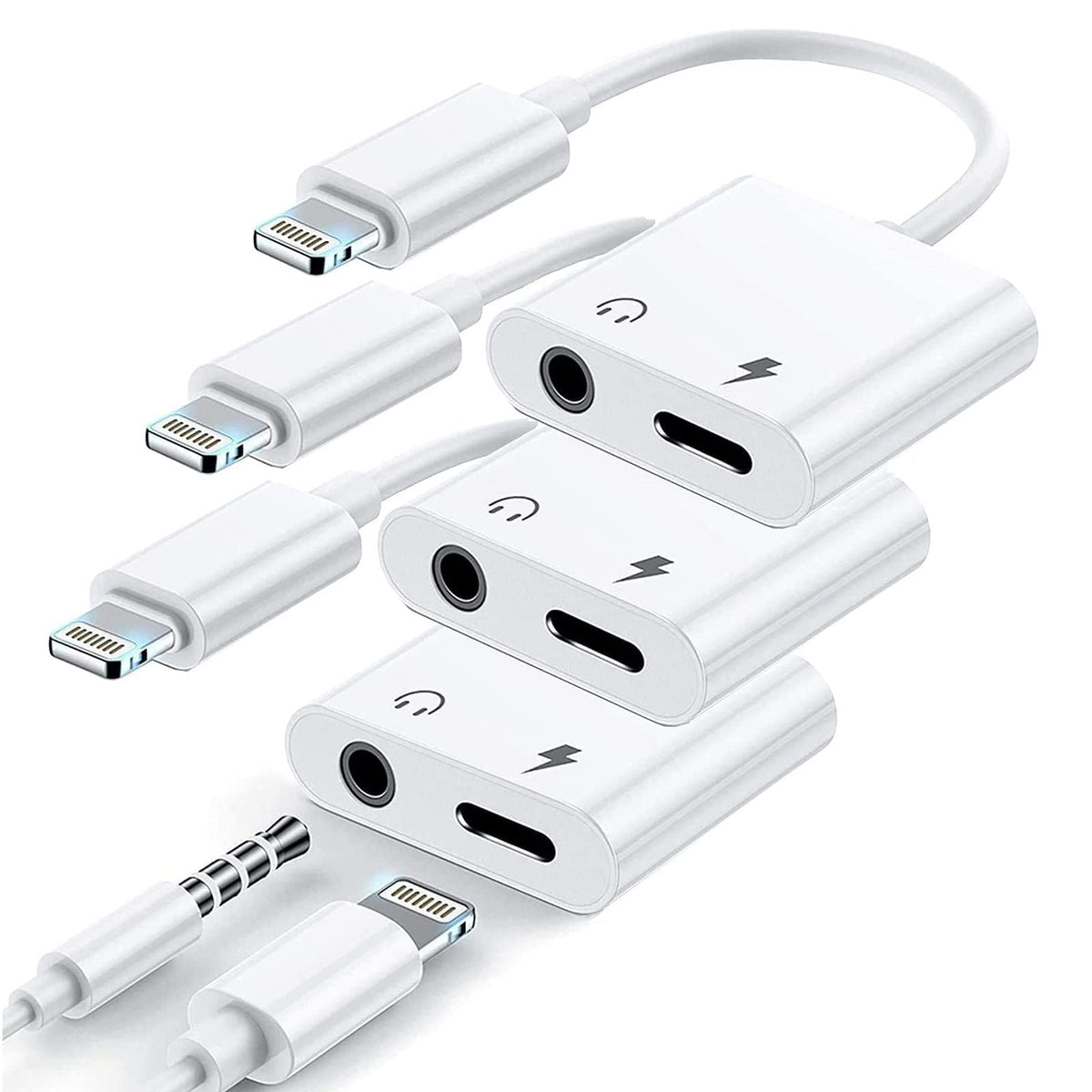 iPhone Headphones Adapter, 3 Pack [Apple MFi Certified] Lightning to 3.5mm Headphone/Earphone Aux Audio + Charge Jack Adapter Dongle Splitter Compatible for iPhone 14 13 12 11 XS XR X 8 7 6 iPad