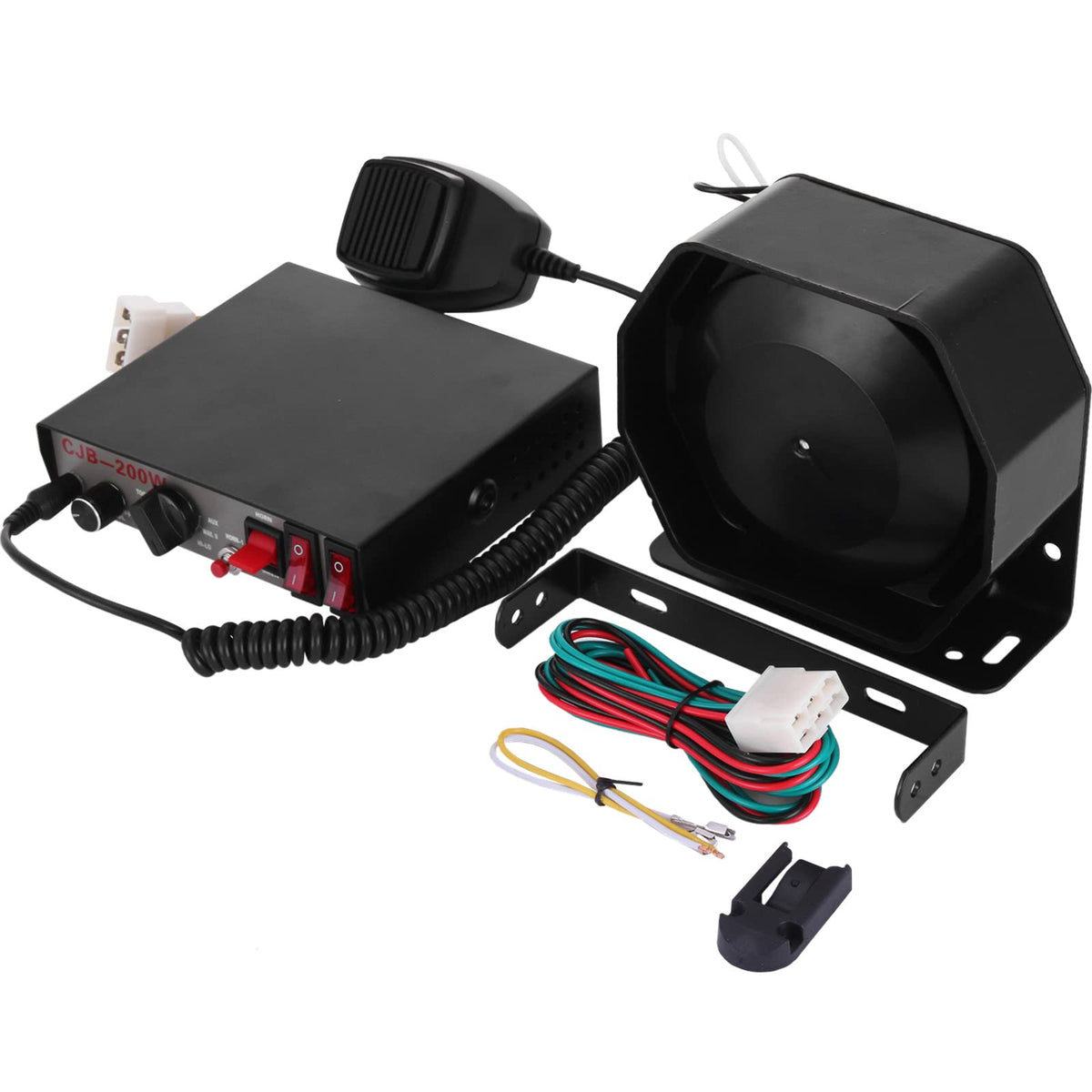 Mophorn 200W Siren Bundle 8 Tones Emergency Warning Siren With Pa Speaker Mic System Vehicle Siren Box Fit For Police, Ambulance, Fire Fighting And Engineer Vehicles