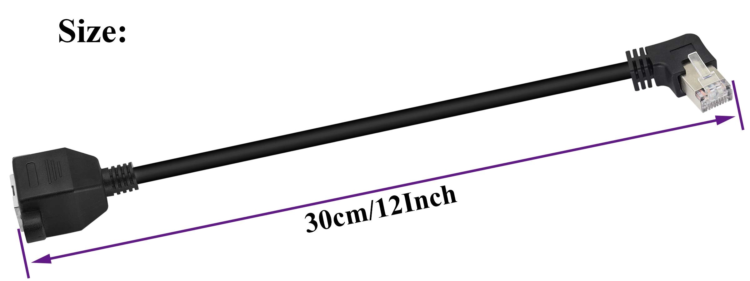 Aaotokk 90 Degree Cat 6 Ethernet Cable Right Bend Angle Rj45 Male To Female Shielded Ethernet Network Connector Screw Panel Moun