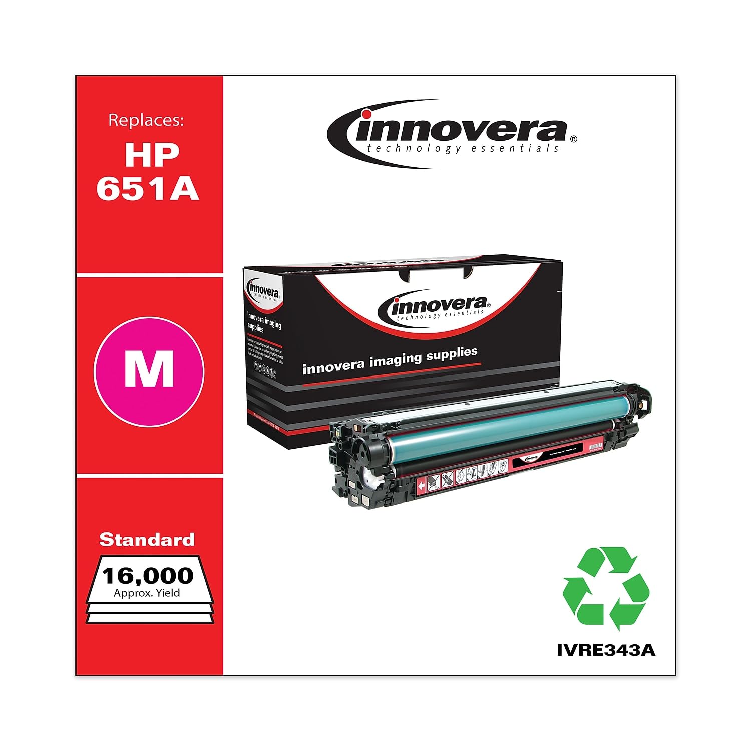 Innovera Ivre343A 13500 Page Yield, Replacement For Hp 651A (Ce343A), Remanufactured Toner   Magenta