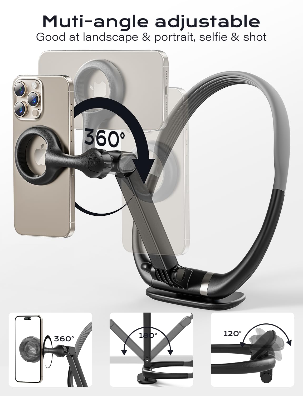 Tazeni Neck Phone Holder For Pov/Vlog Selfie, Magnetic Phone Chest Mount Hands-Free Fit Magsafe Magnetic Neck Mount For Phones W