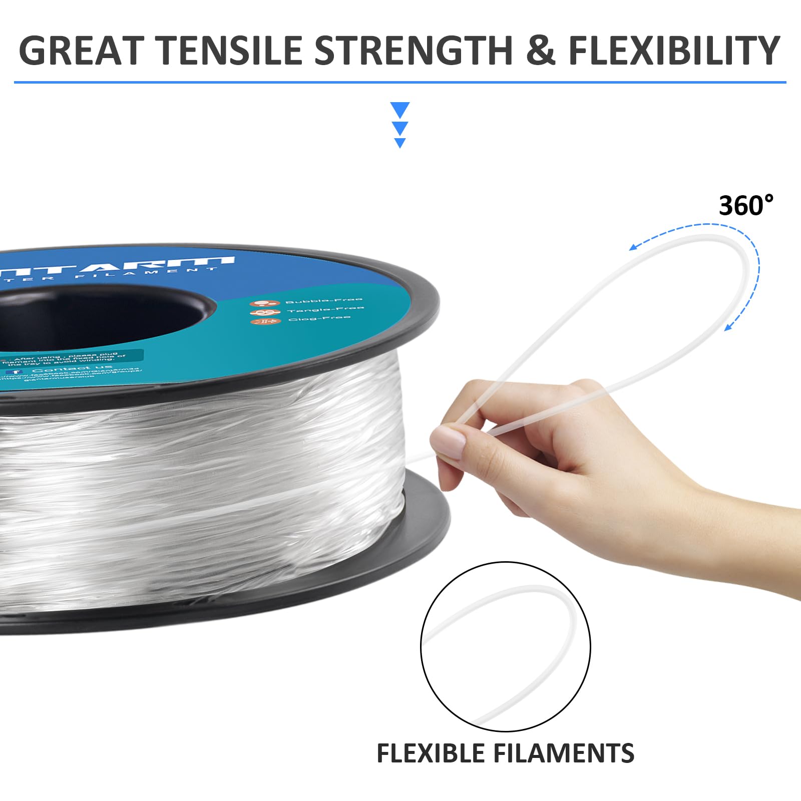 Giantarm Tpu Filament, 95A Tpu Filament 1.75Mm, Dimensional Accuracy +/  0.03, Flexible Soft 3D Printer Filament 1Kg Spool(2.2 L