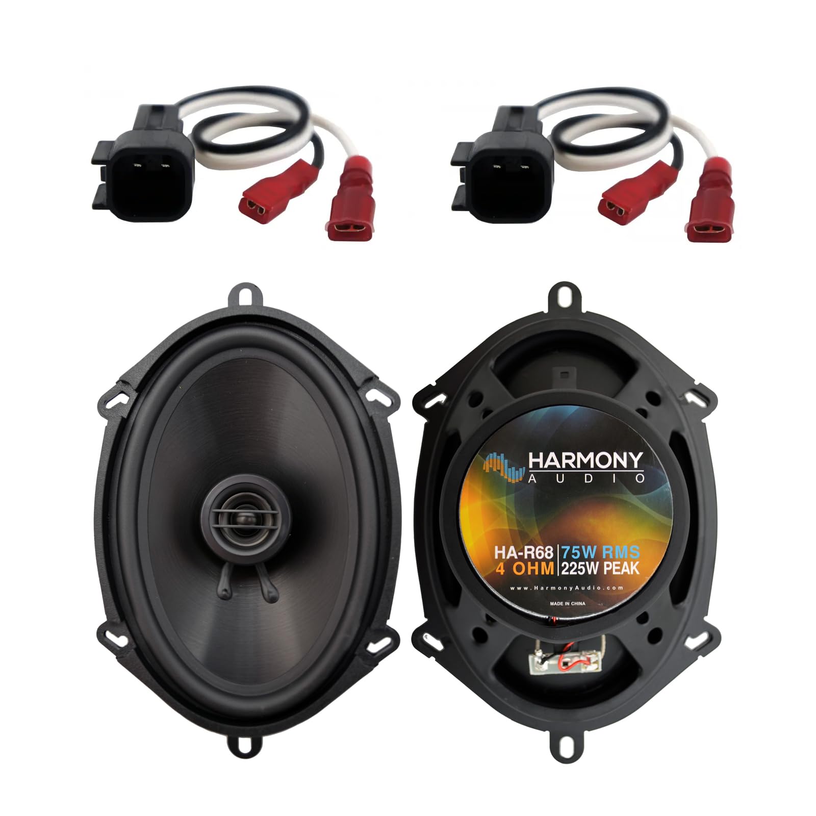 Harmony Audio Ha R68 Compatible With 2001 2012 Ford Escape New Front Door Replacement 225W Speakers And Ha 725600 Speaker Replacement Harness