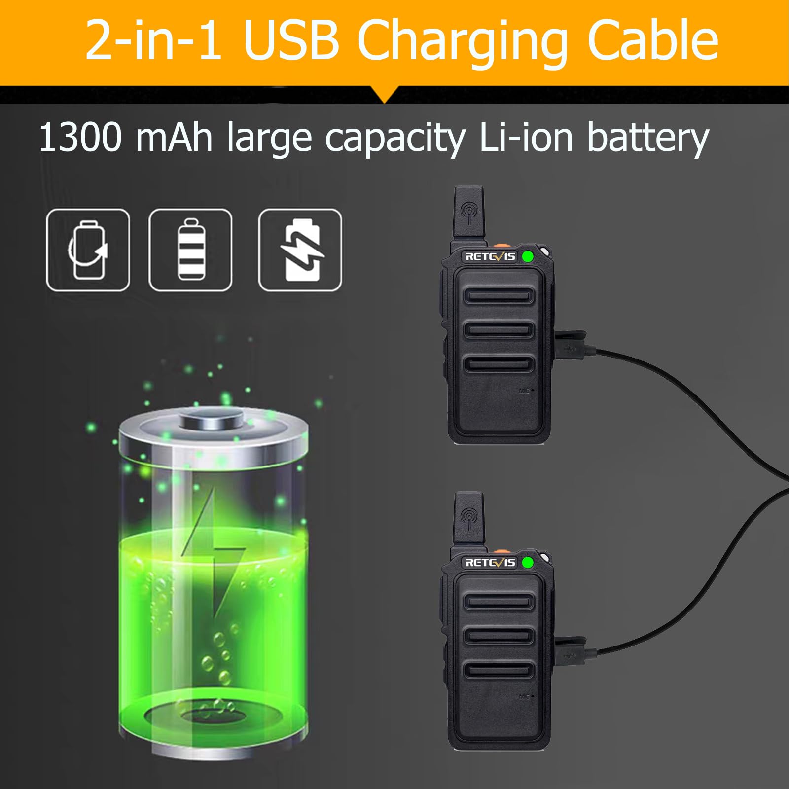 Retevis Rt19 Walkie Talkie Earpiece With Mic, 2 Way Radios Walkie Talkies Long Range, 1300Mah, Vox Handsfree, Mini, Small, Compact Two Way Radio For Adults Family Outdoor Skiing Agriculture(4 Pack)