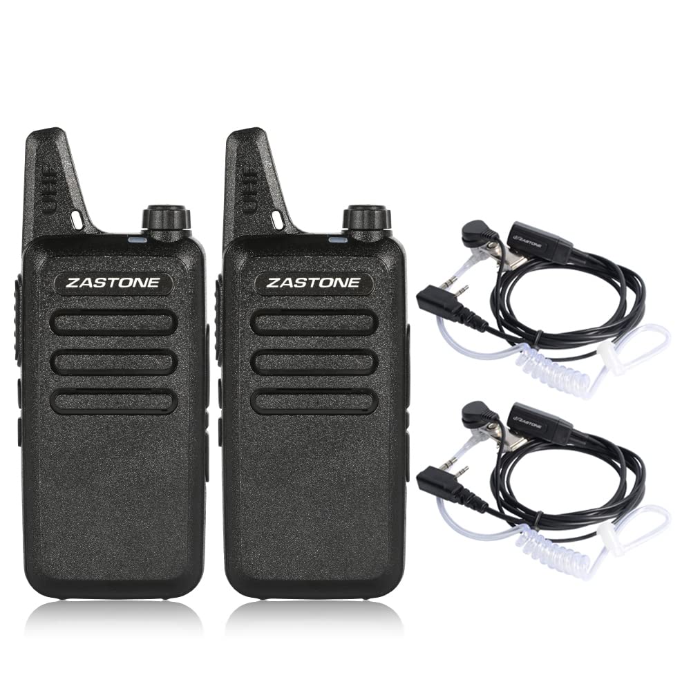 Zastone X6 Rechargeable Long Range Two Way Radios With Earpiece 2 Pack 3W 16 Channel Uhf Walkie Talkies