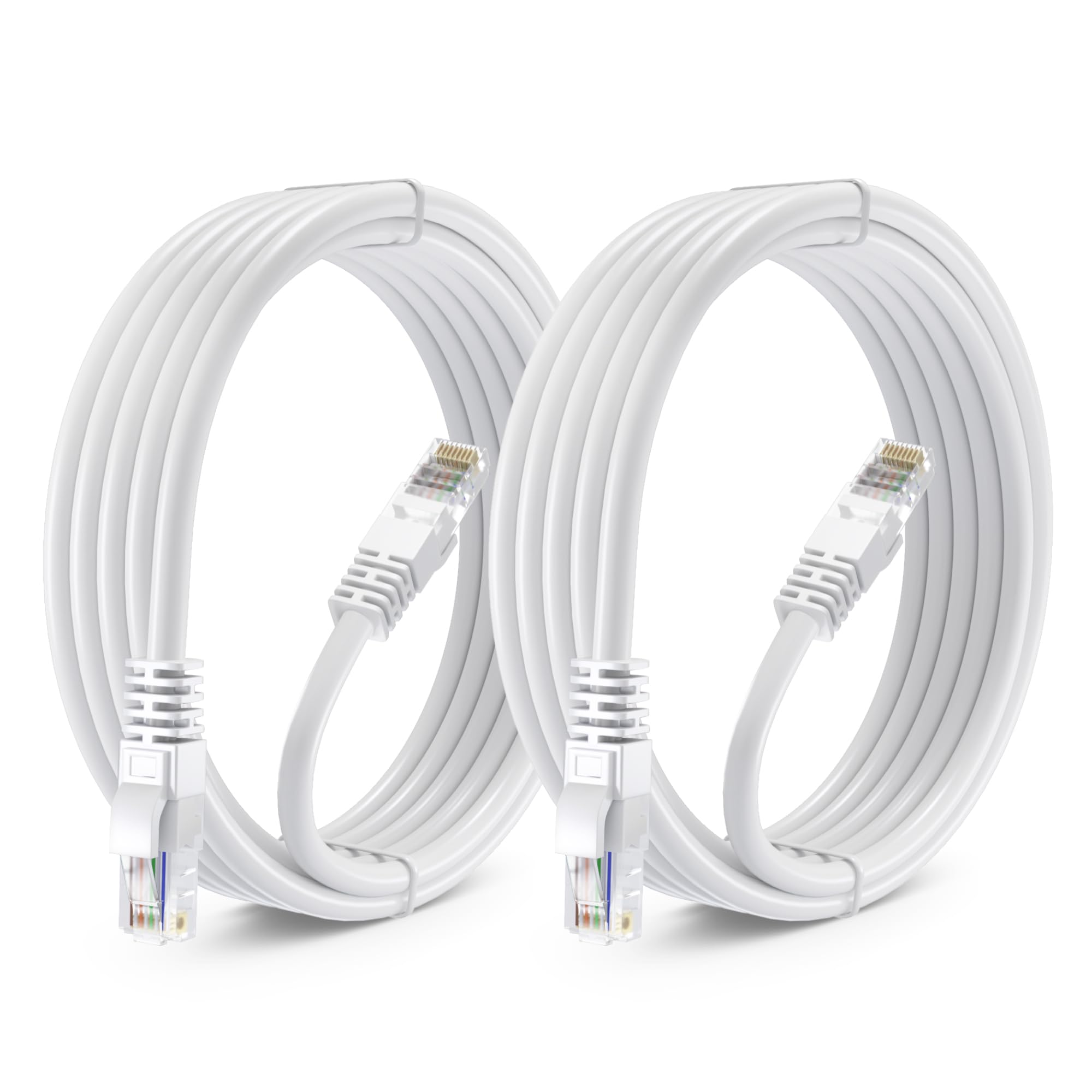 Maximm Cat 6 Ethernet Cable 12 Ft (2 Pack)   High Speed Lan Cable, Internet Cable, Patch Cable, And Network Cable   Utp, 10Gbps, 550Mhz Ethernet Cord   White