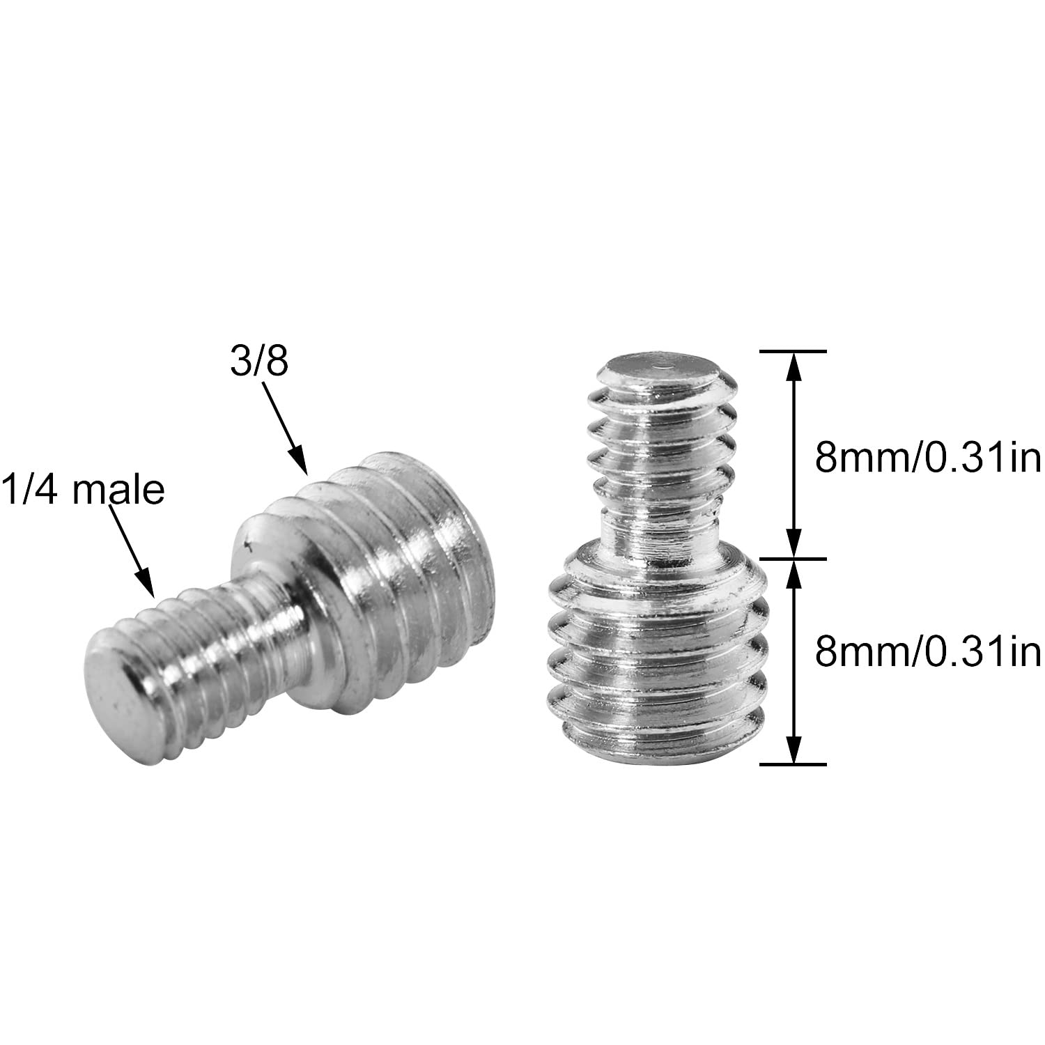 Luorng 3Pcs 3/8 Inch Male To 1/4 Inch Male Threaded Tripod Screw Adapter, 1/4 Inch Male To 3/8 Inch Male Double Sides Standard M