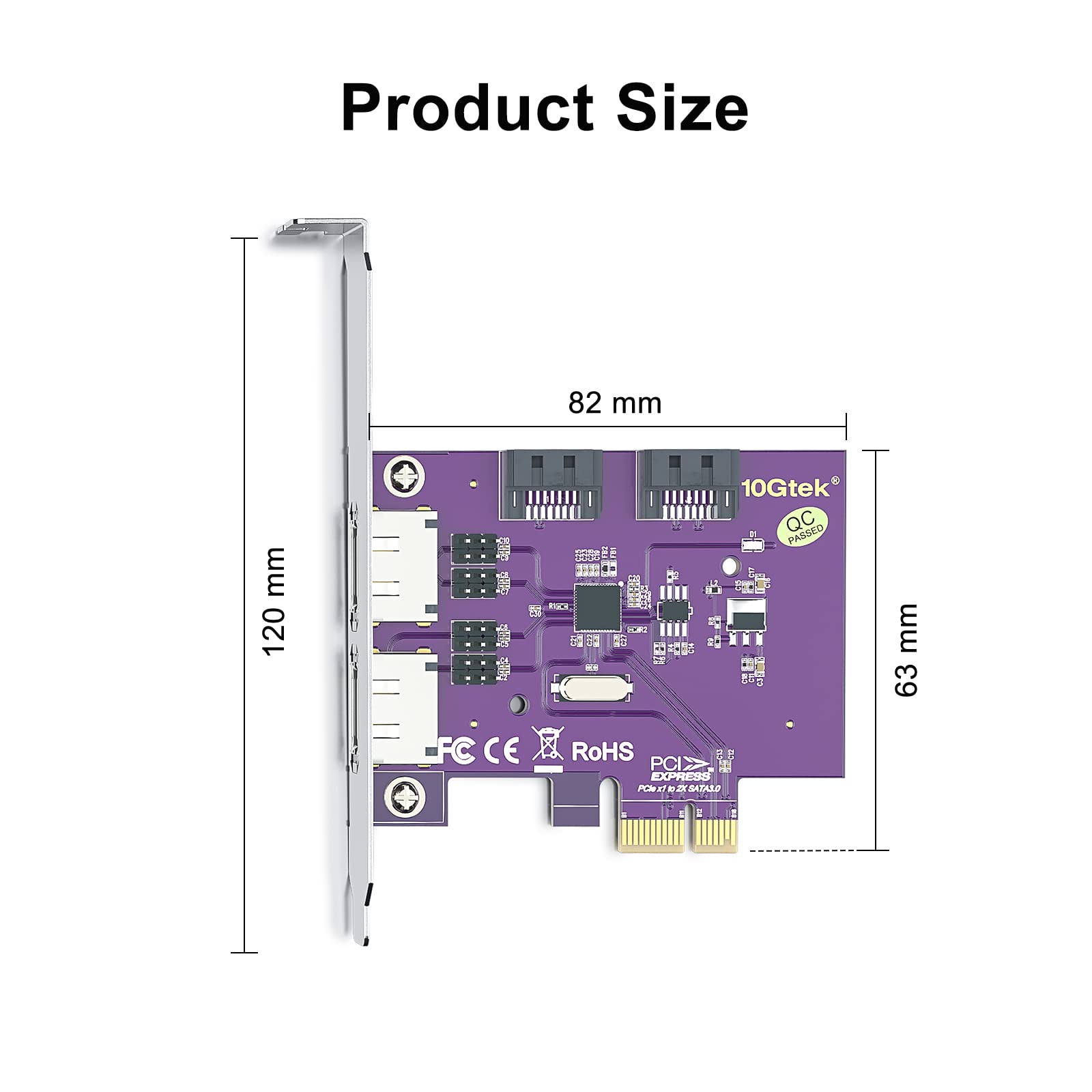 2 Port Esata3.0 Or 2 Port Sata3.0 Non Raid Controller Card, X1, With 2 Sata Cable, Support Ssd And Hdd