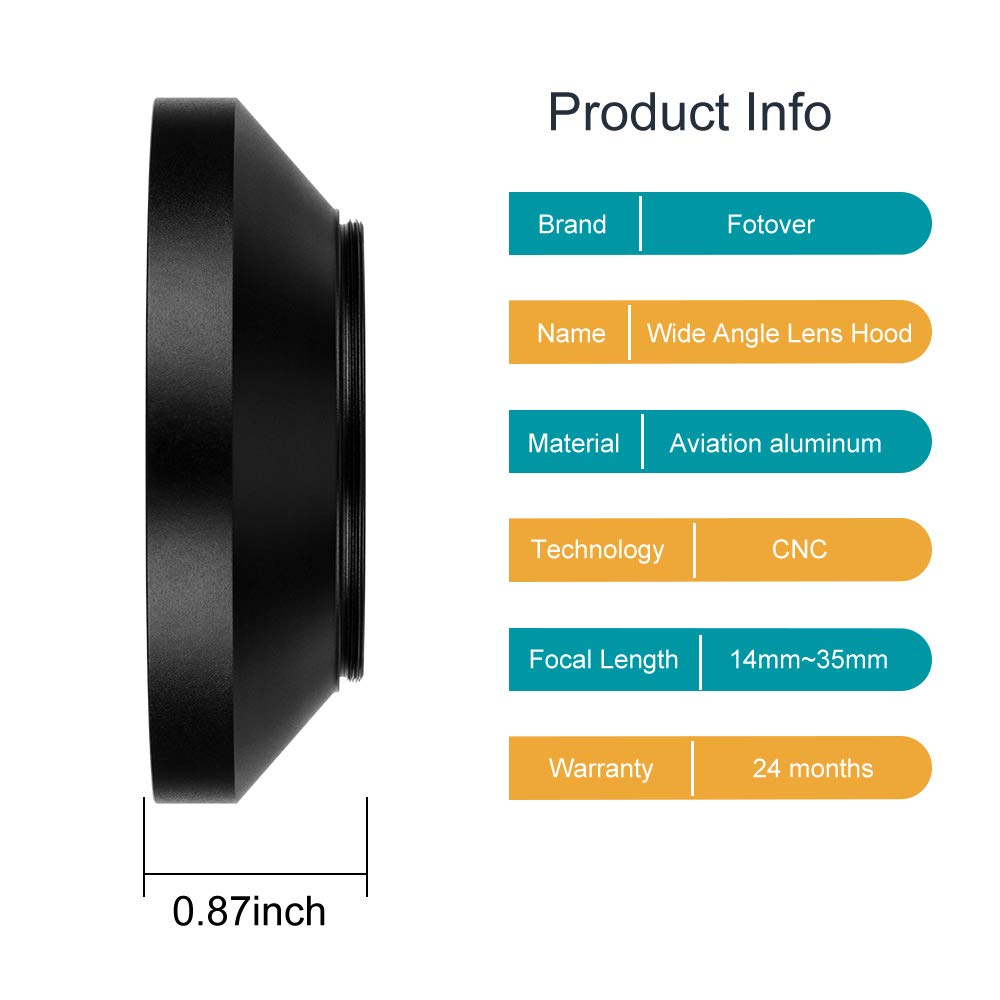 72Mm Wide Angle Lens Hood,Universal Metal Lens Hood Sunshade With Centre Pinch Lens Cap For Canon Nikon Sony Pentax Olympus Fuji