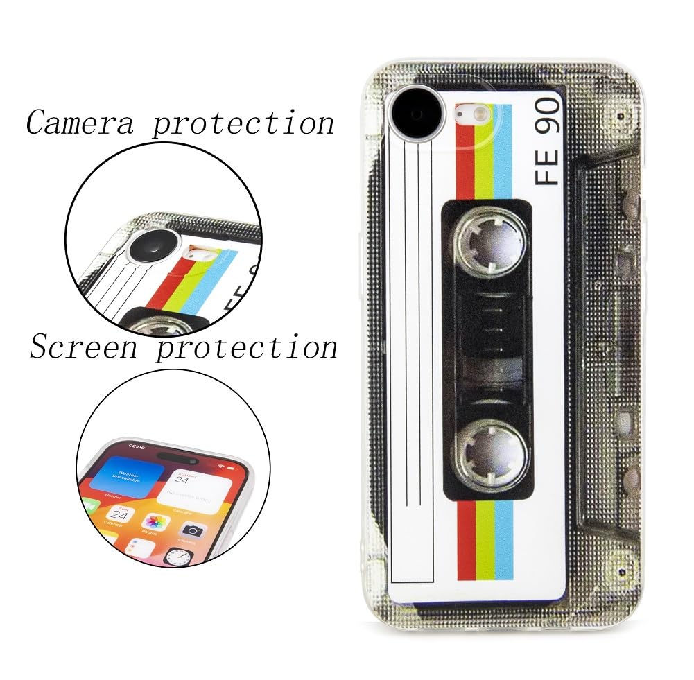 Fateamll Case For Iphone 16E Matte Finish Heavy Duty Soft Back Cover With Reinforced Corners Tpu Soft Bumper Retro Cassette Tape