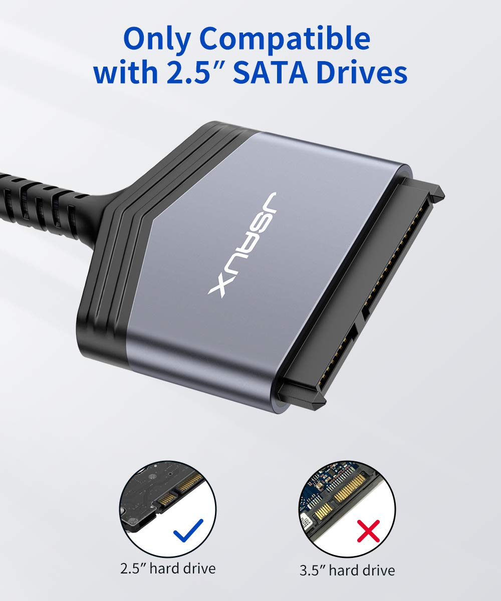 Jsaux Sata To Usb A Cable, Usb A 3.0 To 2.5    Sata Iii Hard Drive Adapter Aluminum Shell Nylon Cord External Converter For Ssd/