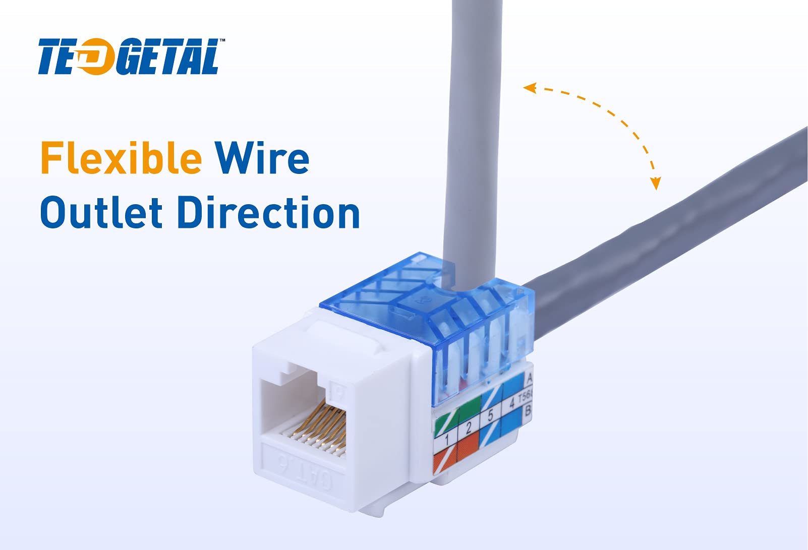 Tedgetal Cat6 Rj45 Keystone Jack 25 Pack 45 Degree, Punch Down Ethernet Wall Jack Insert Coupler, Keystone Jack Adapter Ul Listed, White