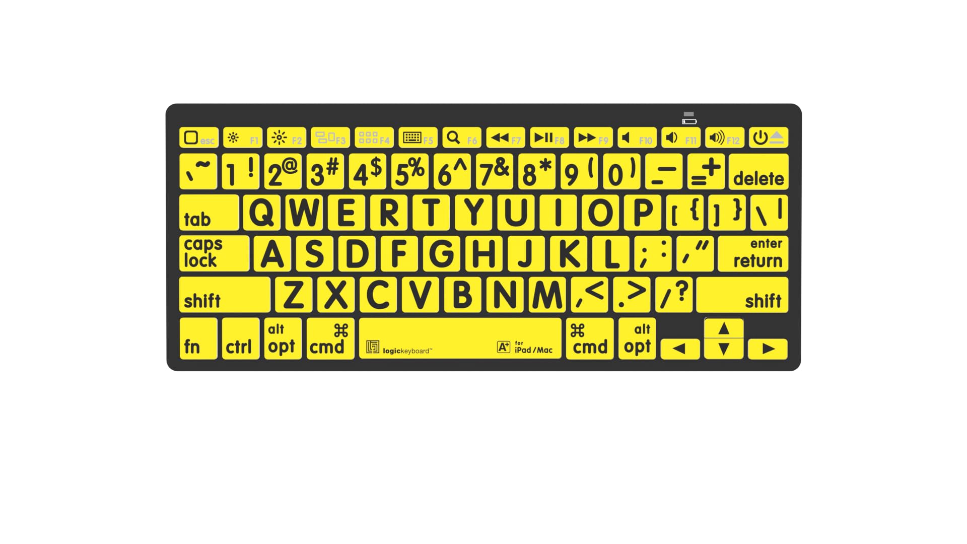 Logickeyboard BT Wireless with Large Print  for iPad and Mac  Black Letters on Yellow Keys  p/n LKBULPBYBTONUS