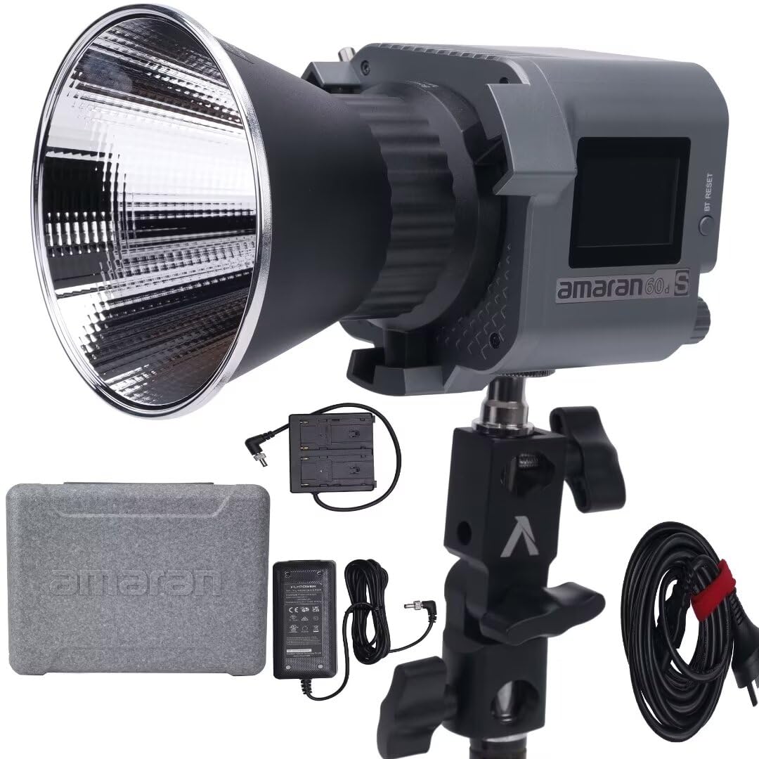 Aputure Amaran 60D S,Amaran 60D Cob Daylight Led Video Light,65W 5600K App Control 8 Built-In Lighting Effects Dc/Ac Power Suppl