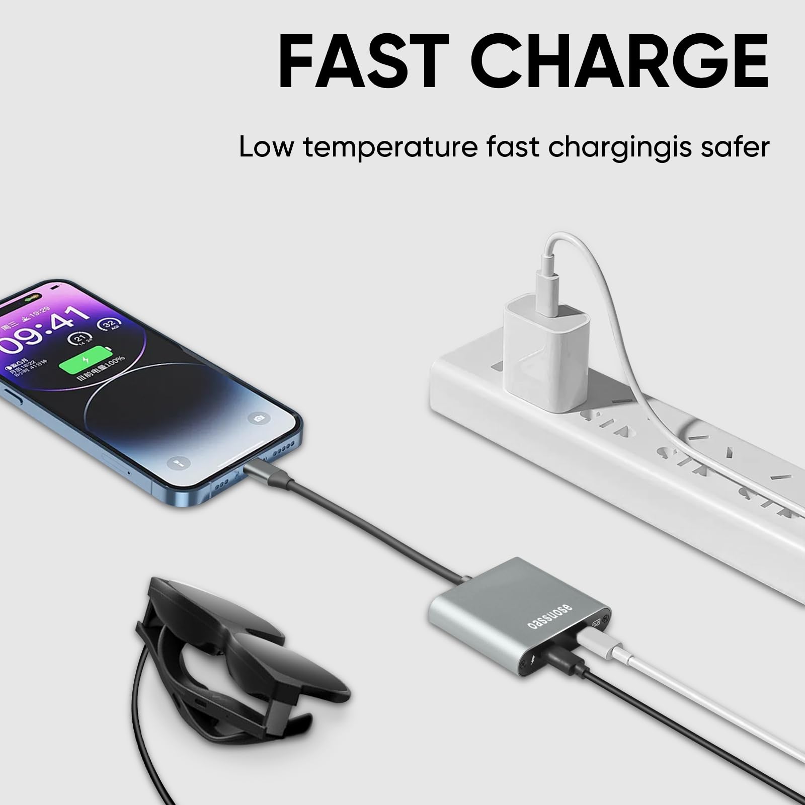 Usb C To Ar Glasses With Charging Adapter,Simultaneously Charge And Play ,Support Up To 100W Fast Charging+8K 60Hz+4K/120/144Hz