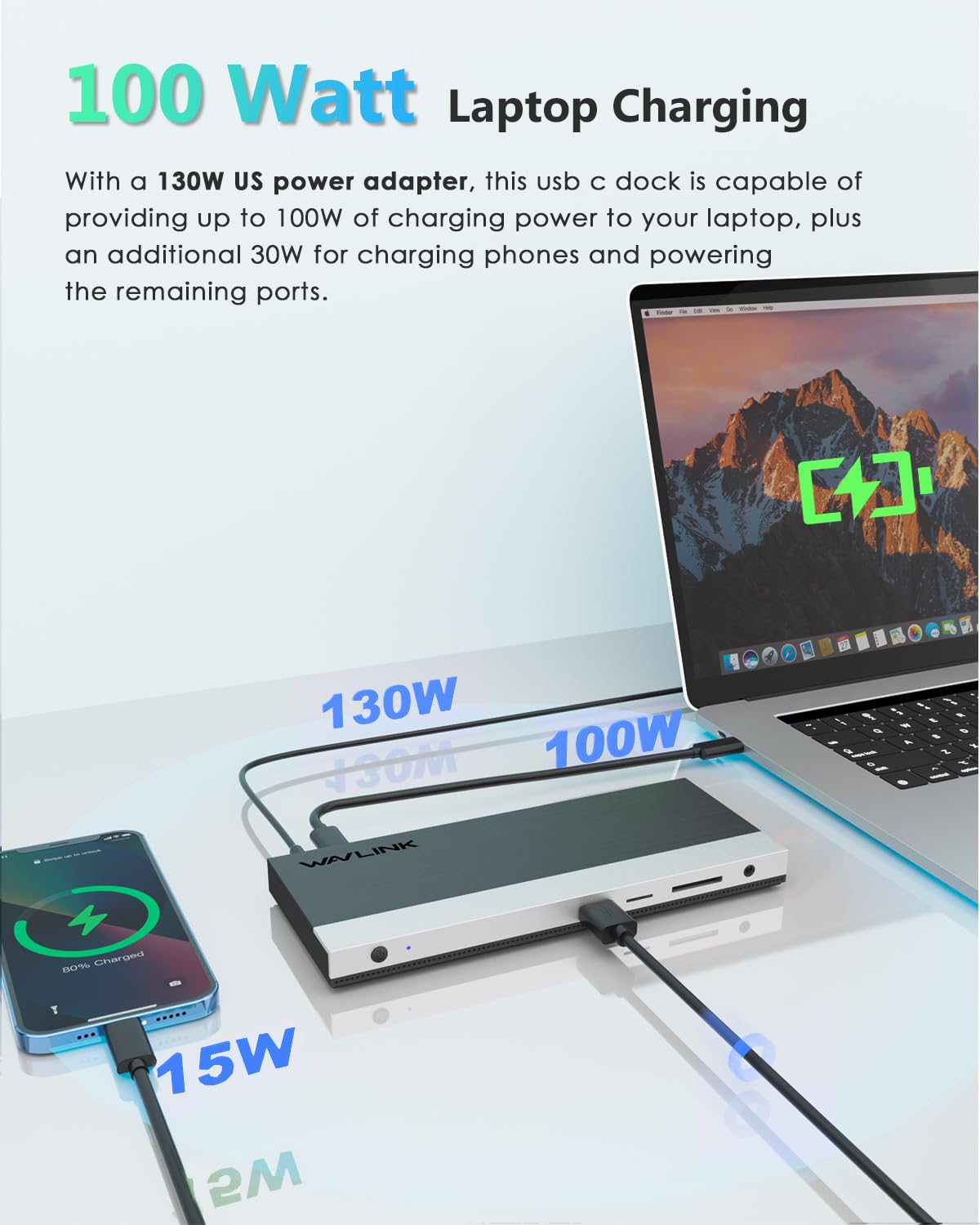 Wavlink 4K Usb C Docking Station With 100W Power Delivery, Triple Display With Dual Hdmi, Displayport, Usb 3.0, Ethernet, Micro Sd/Sd Card Reader, Audio Mic Jack, Universal Dock For Windows & Mac