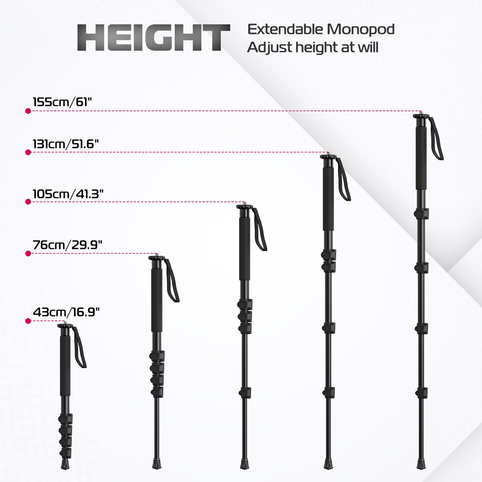 Ulanzi Tb12 Camera Monopod, 61 Aluminum Photography Monopod With 5-Section Height, Lightweight & Portable Camera Accessories, Fo