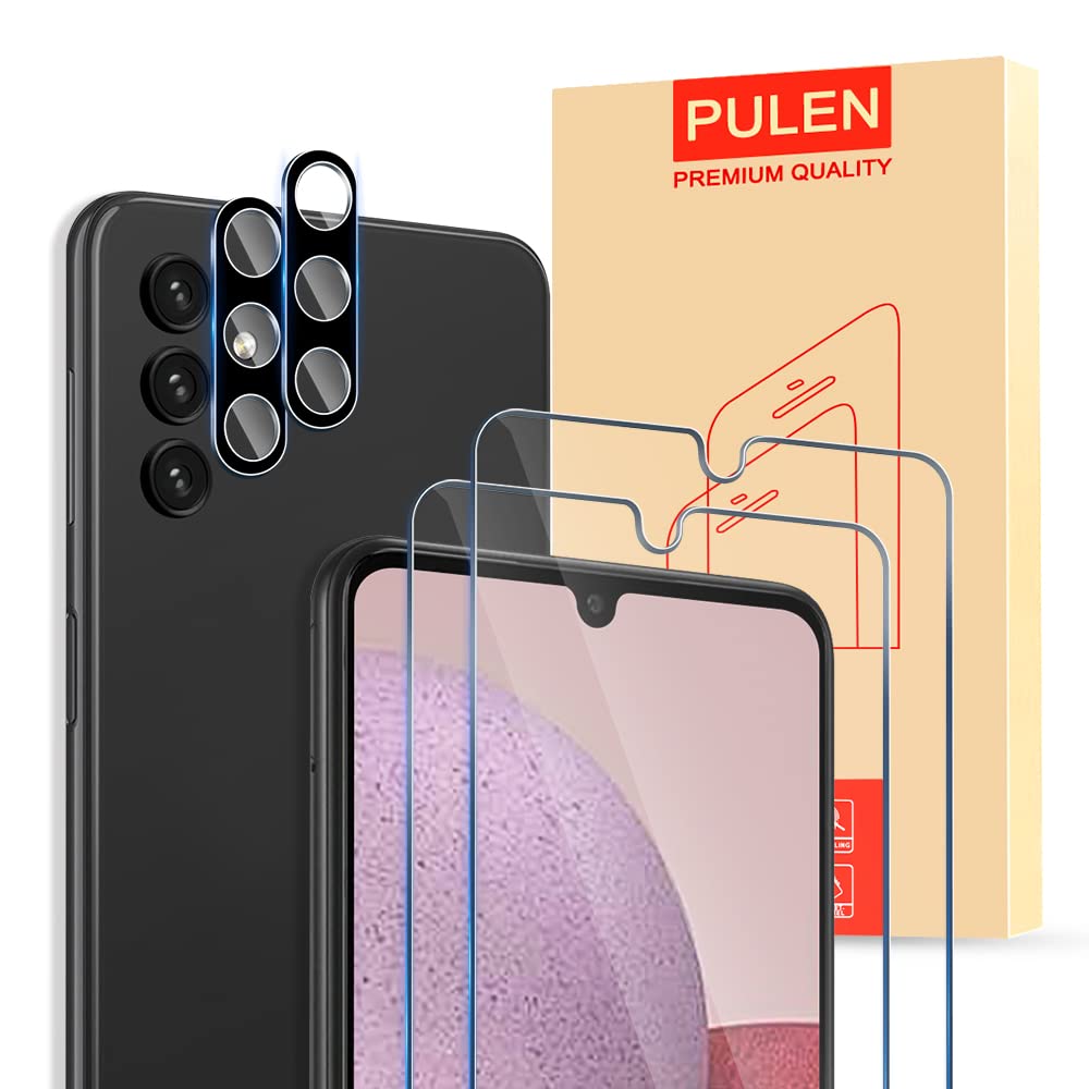 Pulen For Samsung Galaxy A14 5G Screen Protector (2 Pack) With 2 Pack Camera Lens Protector,Hd Clear Scratch Resistant Bubble Fr