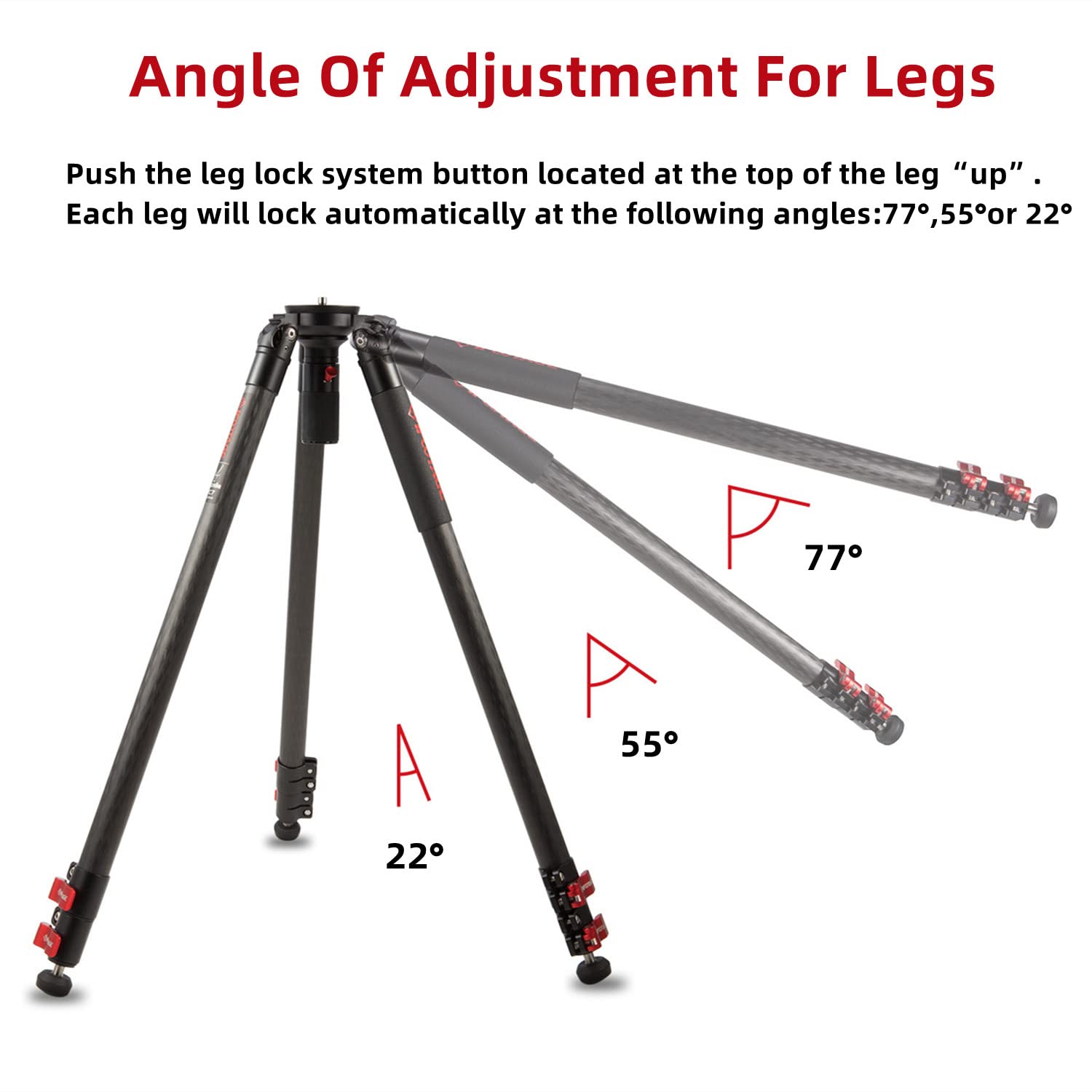 Ifootage Gazelle Tc7 Carbon Camera Tripod, 61'' Professional Video Tripod 3 Sections With Quick Release Handle,Compatible With D