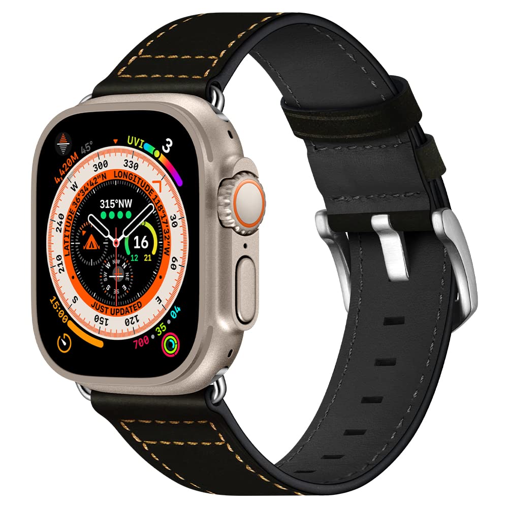 Cinors Xxl Leather Band Compatible With Apple Watch Ultra2 49Mm 45Mm 44Mm 42Mm Mens Women Extra Long Vintage Strap Xl Dressy Ban