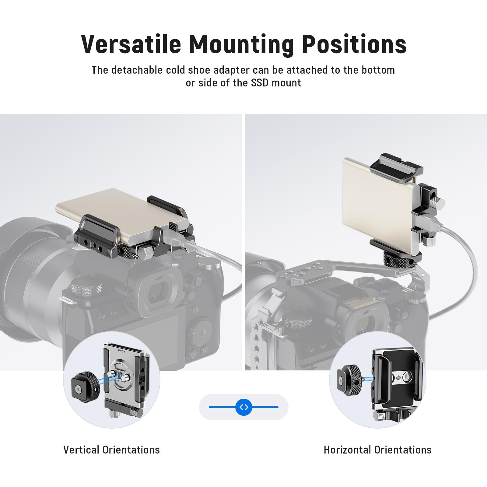 Neewer Universal Ssd Holder Mount Bracket With Cold Shoe/Cable Clamp, 1.6''-2.6'' For T5 T7 T9 Ssd, Compatible With Smallrig Cag