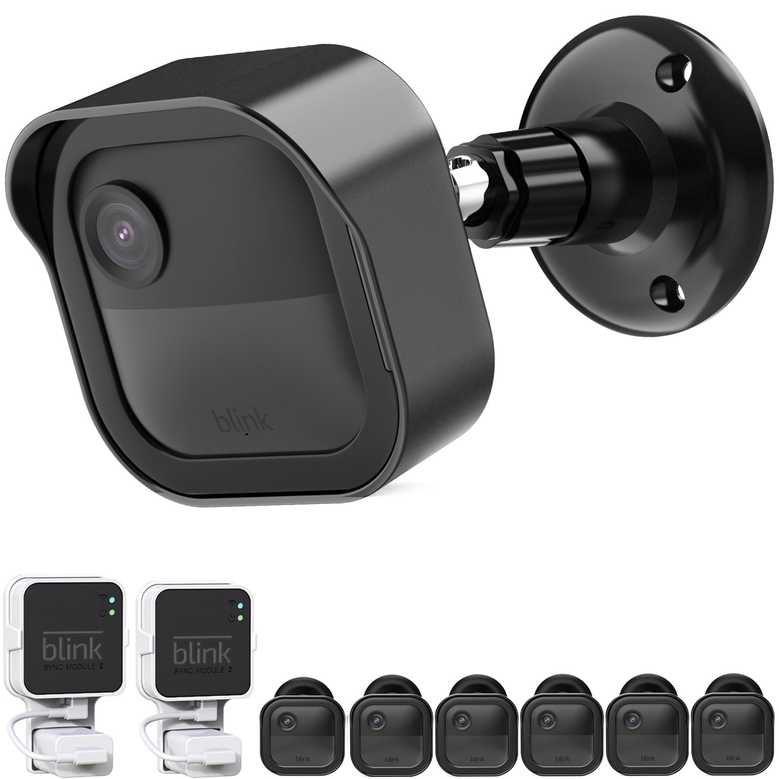 Camera Mount For Blink Outdoor 4 (4Th Gen) And Blink Outdoor (3Rd Gen), 6 Pack Weatherproof Protective Housing And 360 Degrees Adjustable Mount With 2 Pack Sync Module 2 Mount