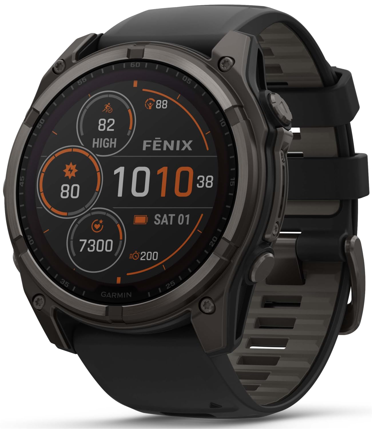 Wearable4U Garmin Fenix 8 - 51 Mm, Solar, Sapphire, Carbon Gray Dlc Titanium Gps Multisport Smartwatch With Black/Pebble Gray Si