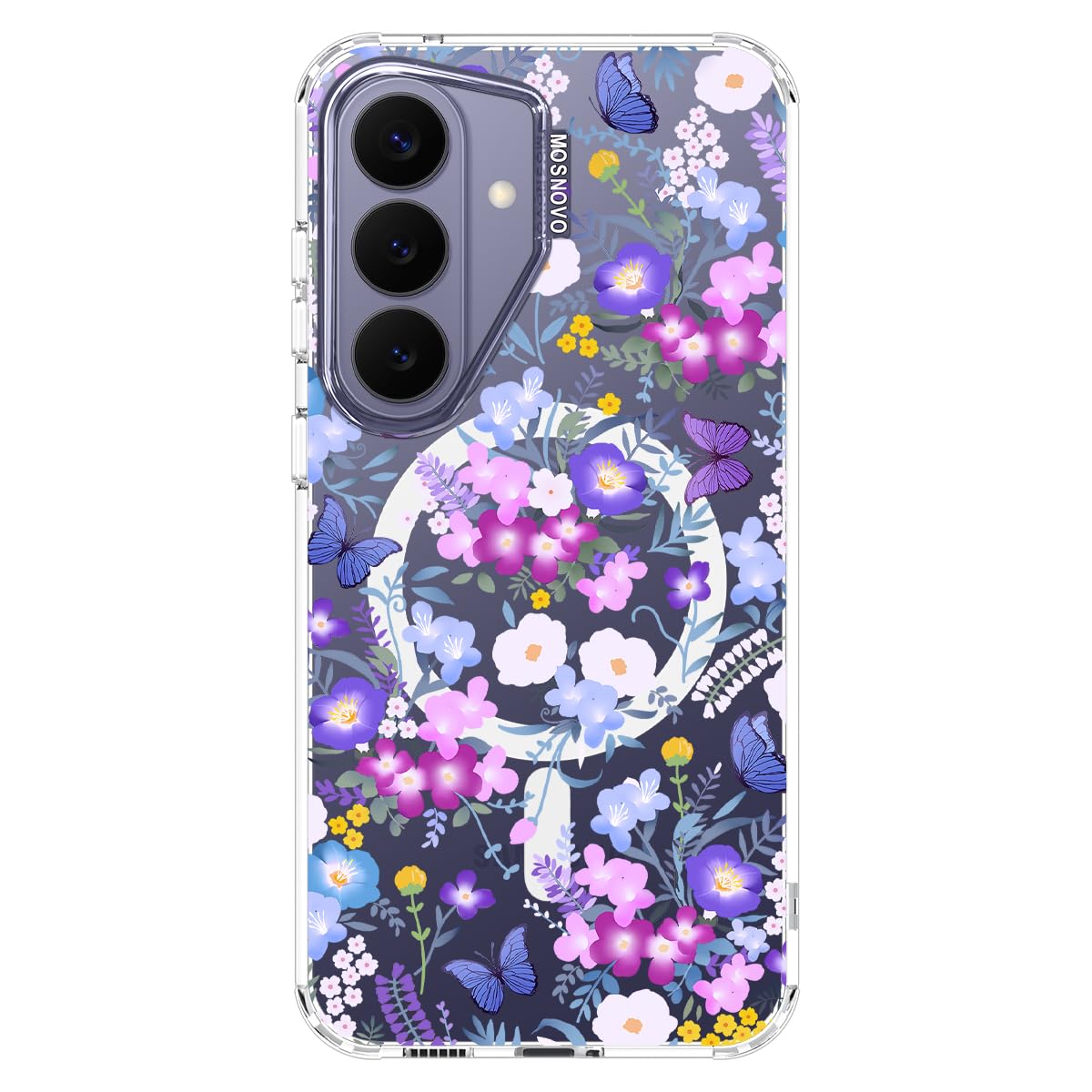 MOSNOVO for Samsung Galaxy S26 Clear Case, Fit for MagSafe, 6.6ft Military-Grade Shockproof Magnetic Protective Phone Cover,Purp